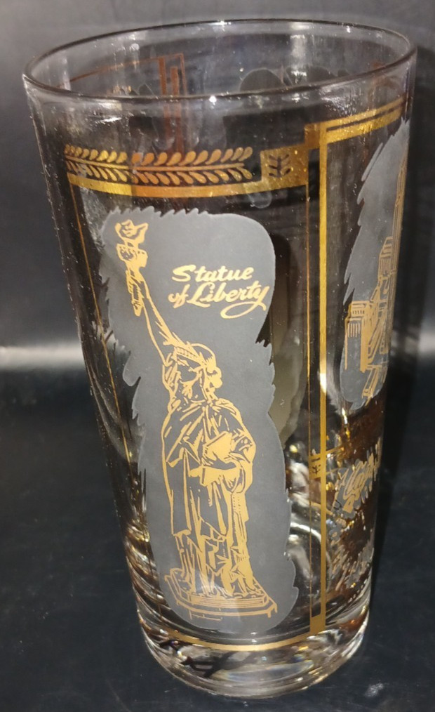 Vintage 50's Barware NEW YORK CITY 22k Gold Souvenir Highball Cocktail GLASS Vintage 50's Barware NEW YORK CITY 22k Gold Souvenir Highball Cocktail GLASS