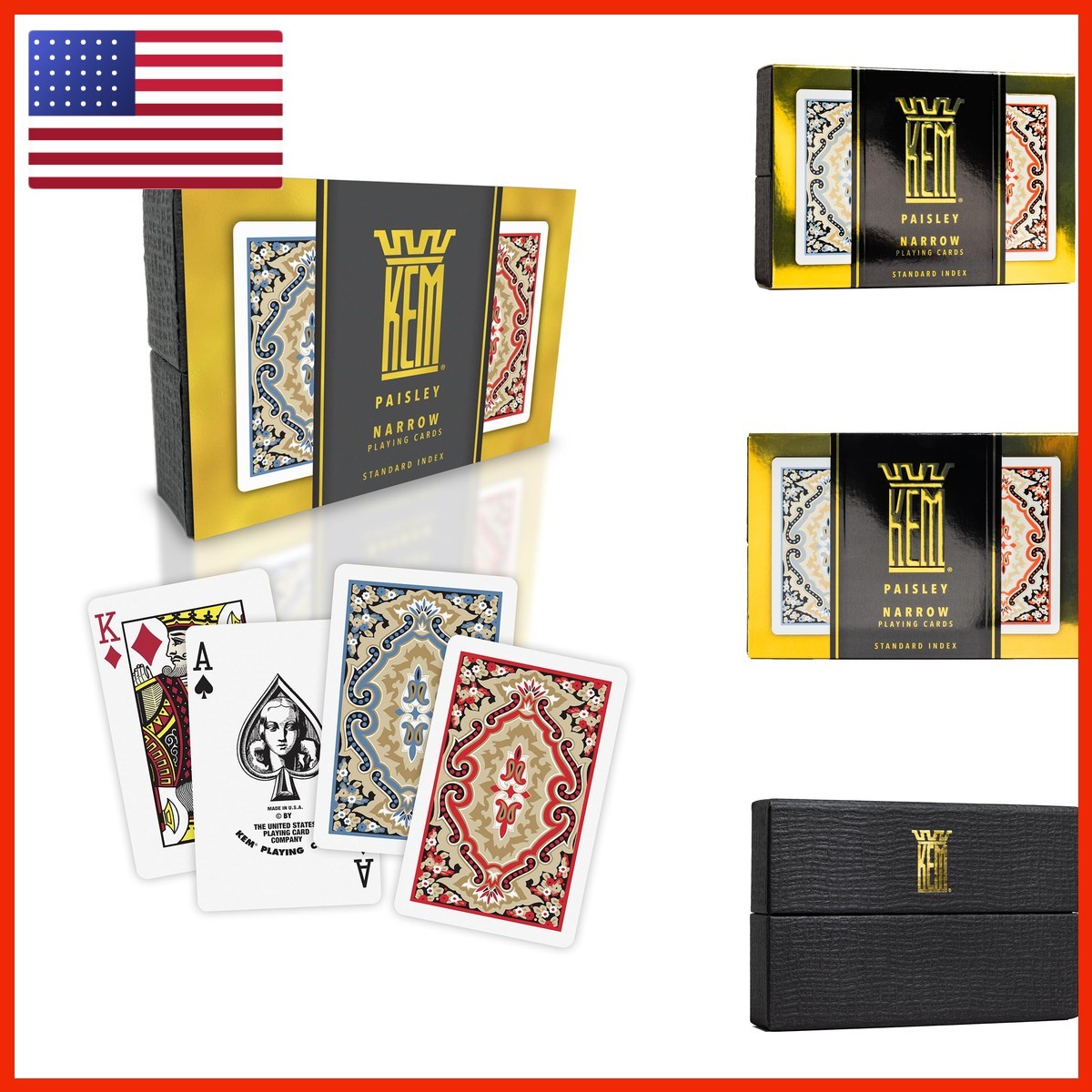 KEM Paisley Plastic Bridge Size Poker Playing Cards, 2 Decks KEM Paisley Plastic Bridge Size Poker Playing Cards, 2 Decks