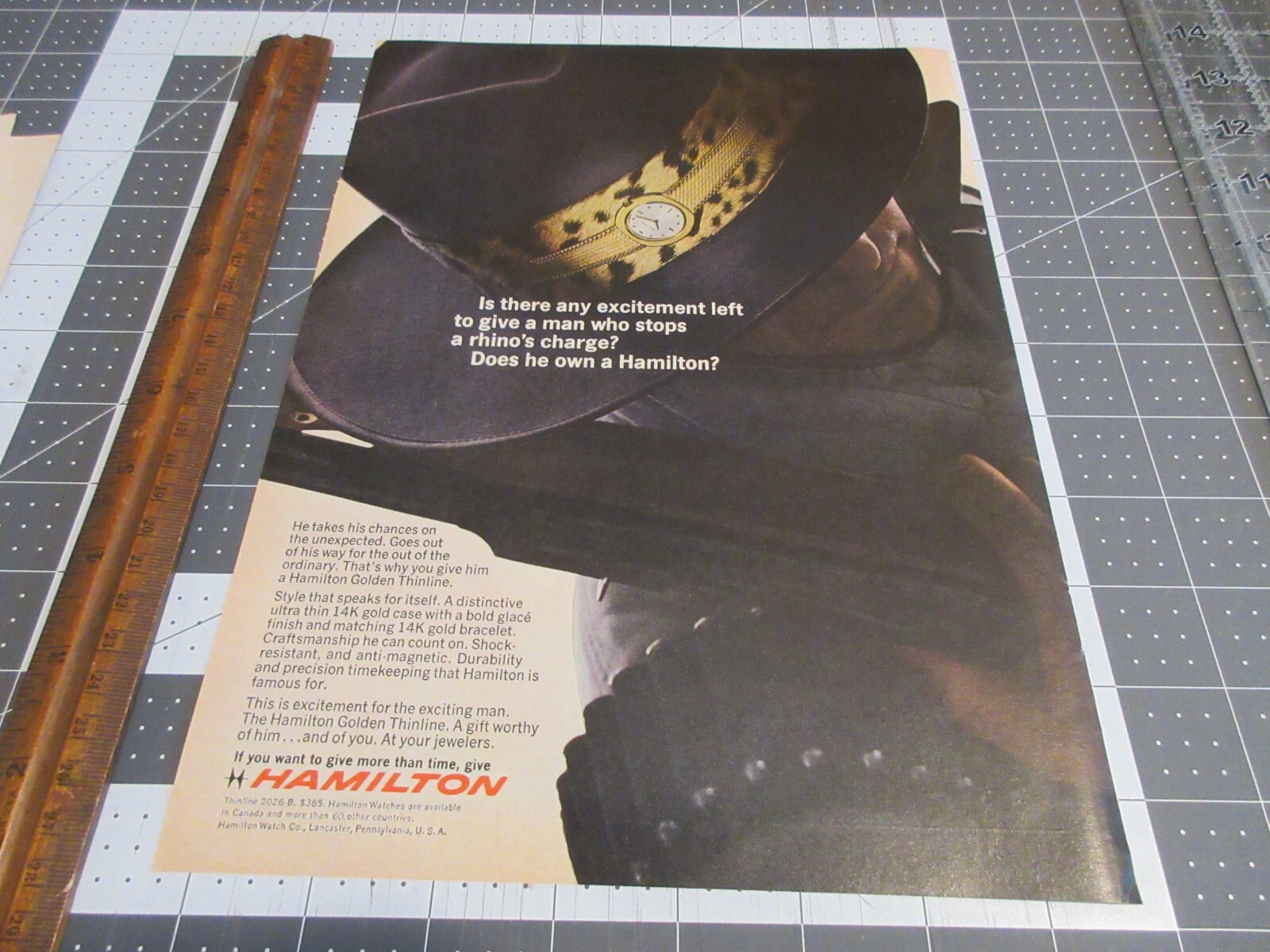 1967 Hamilton Golden Thinline Watch Vintage Print Ad