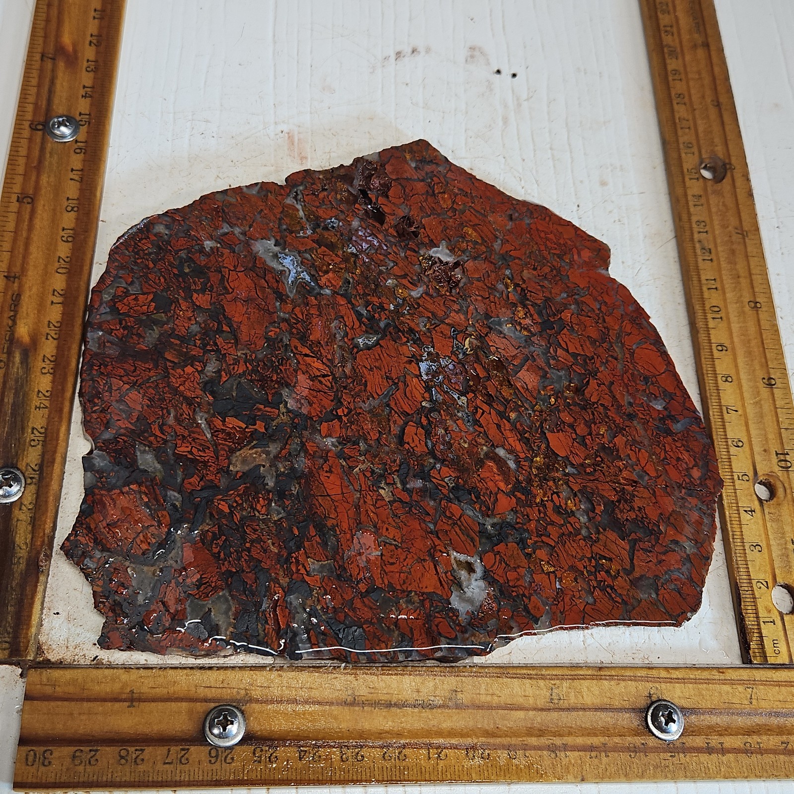 Painted Valley Tabu Tabu Jasper slab Africa. Deep red brecciated color 13.6OZ.