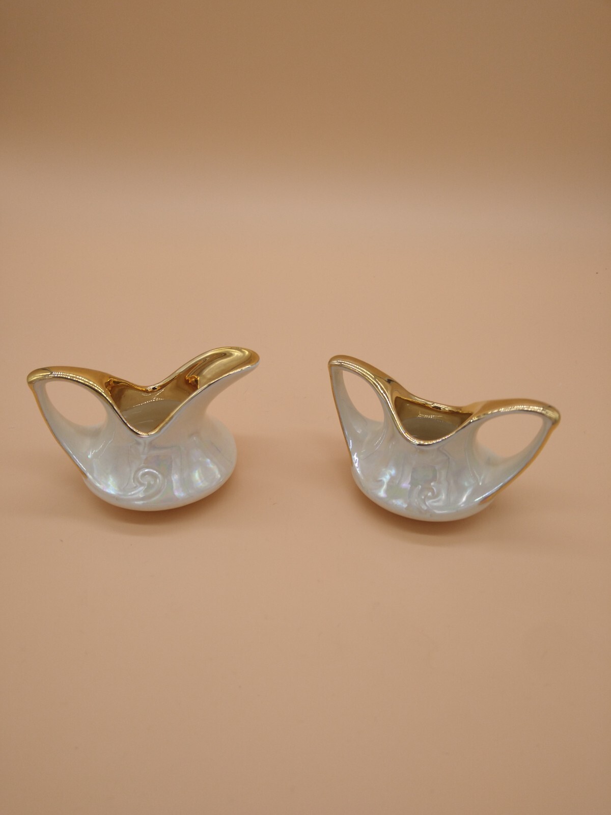 Pearl China Company Cream & Open Bowl Sugar Set Pearlized Lusterware 22KT Mini
