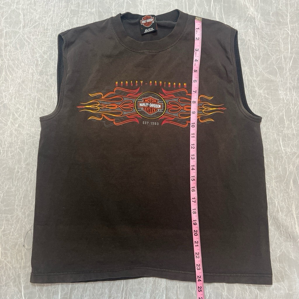 Harley Davidson Sleeveless Shirt Brown Size Large Men’s