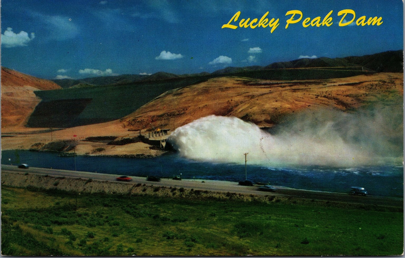 Lucky Peak Dam Boise River Idaho Chrome Postcard Mike Roberts Vintage
