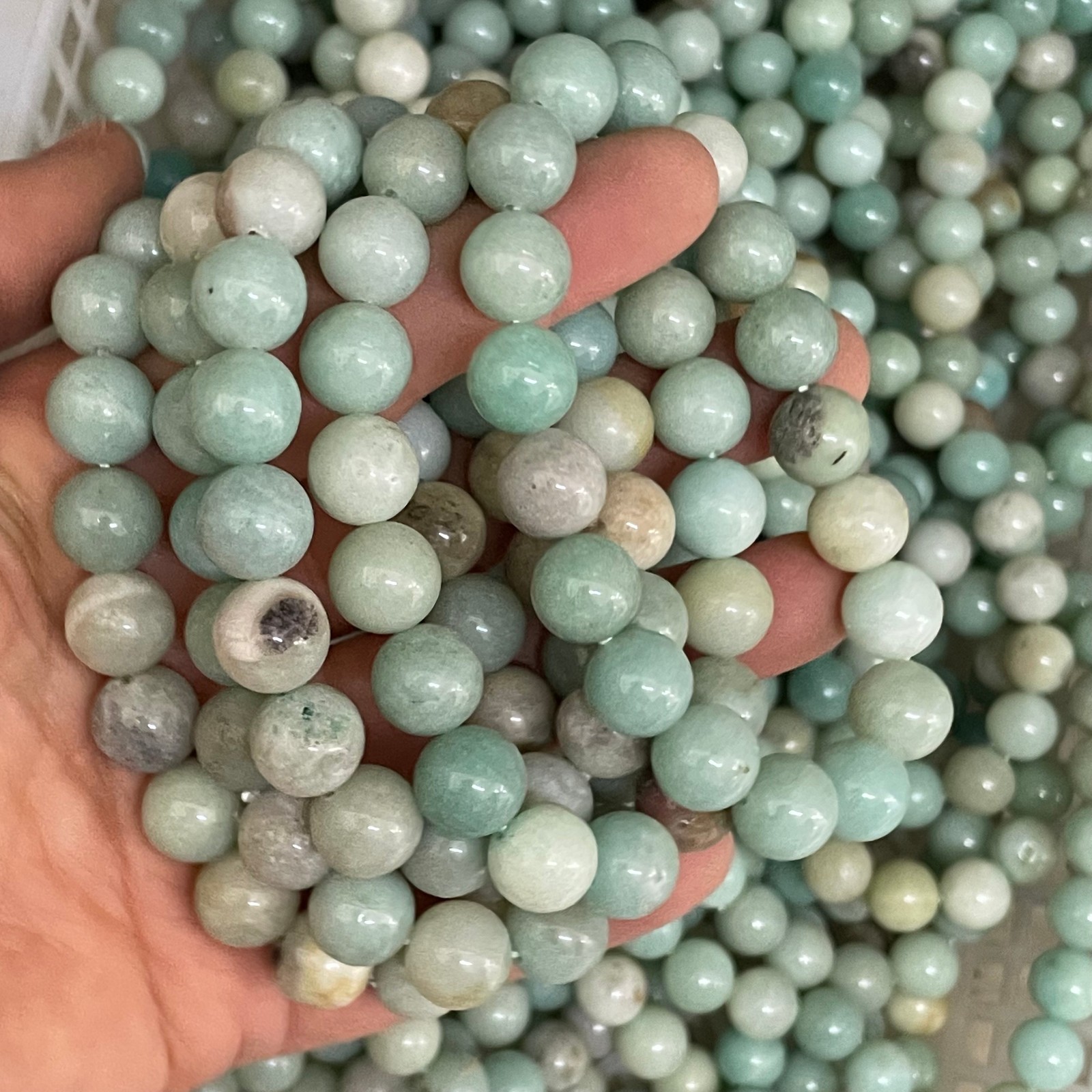 10pcs Natural Amazonite Stone Bracelet Gemstone Healing  Size 10mm