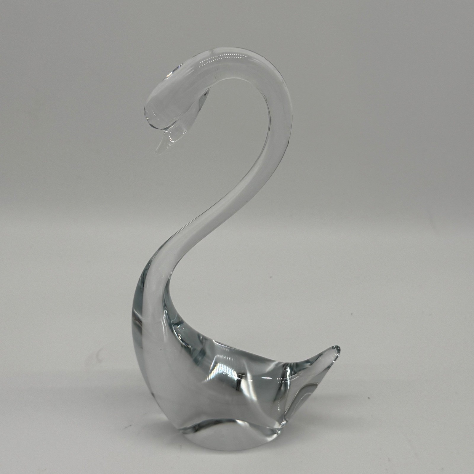 Vintage 1976 Signed Lyn Art Glass Swan Figurine Paperweight Large 8.5