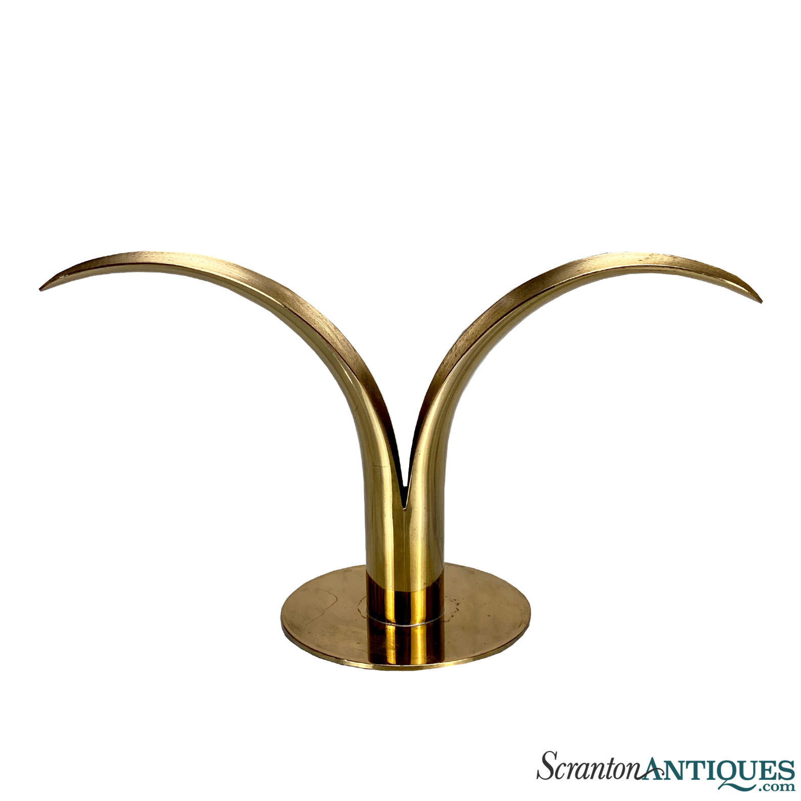 Mid-Century Modern Sculpted Brass Swedish Lily Candle Holder by Ivar Bjork