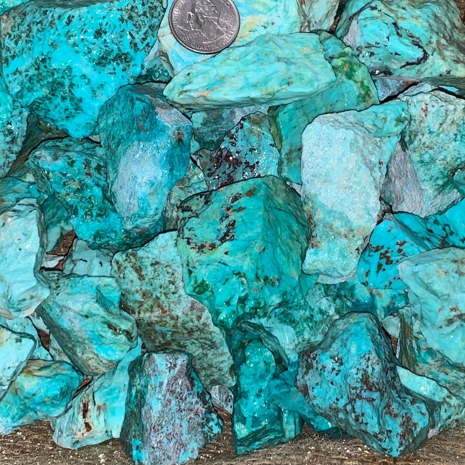 2000 Carat Lots of Natural Turquoise Rough + a Free Faceted Gemstone
