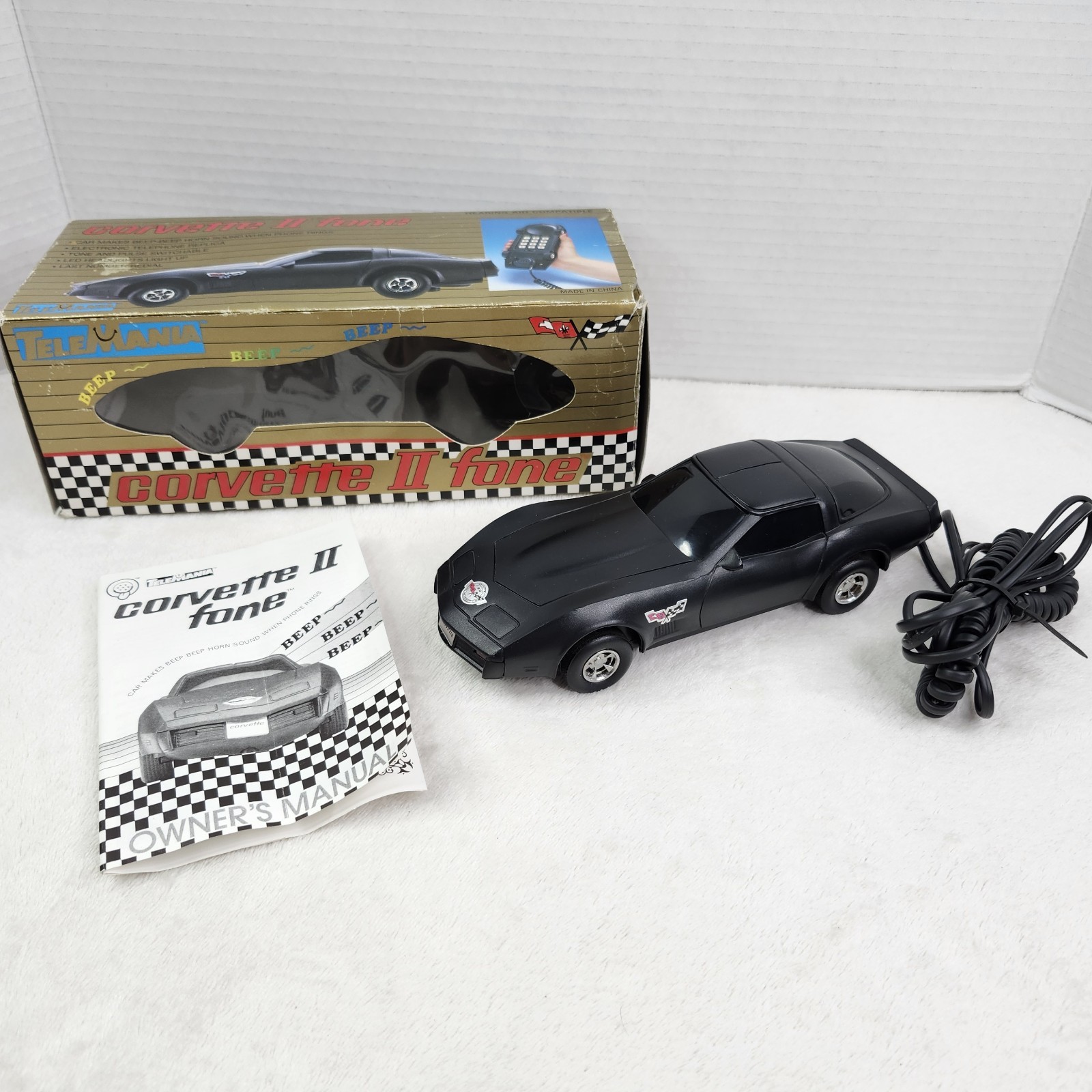 Vintage Telemania Corvette II Fone Telephone Car Phone Collectible In Box New