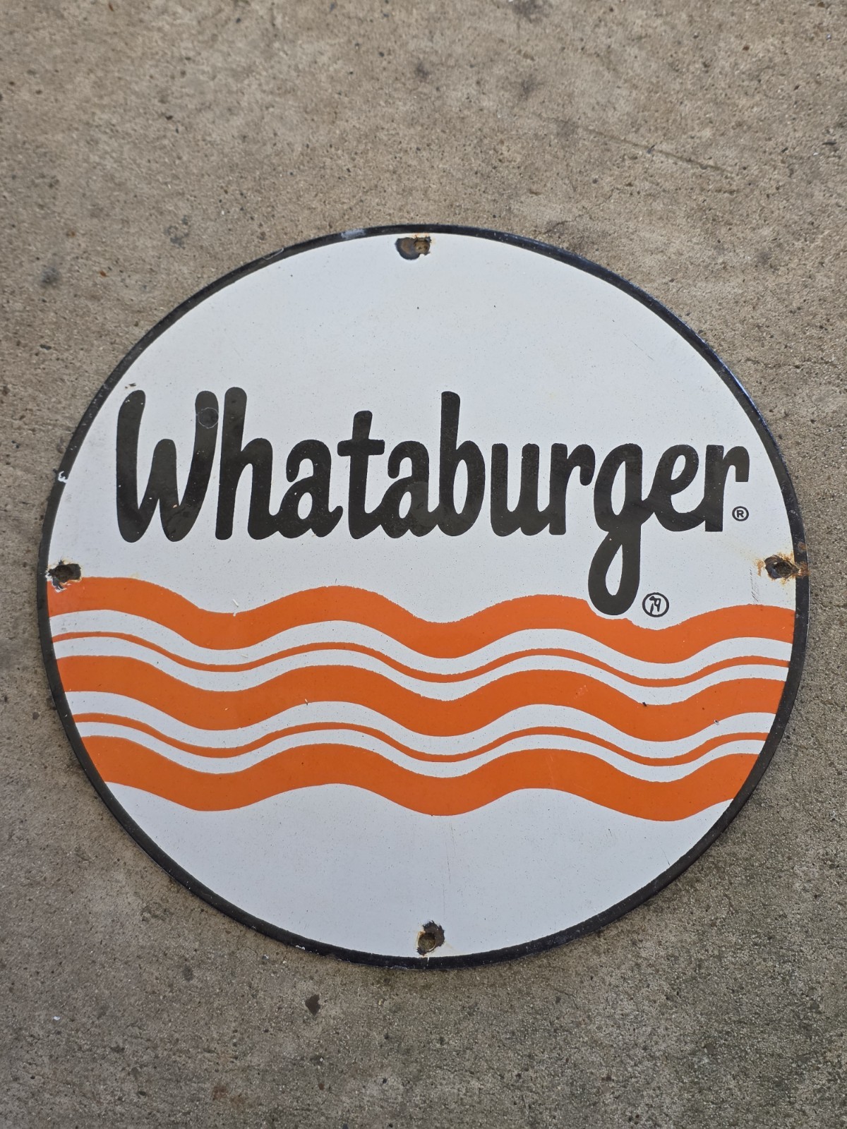 VINTAGE WHATABURGER PORCELAIN SIGN FAST FOOD  RESTAURANT  CORPUS CHRISTI, TX 12\