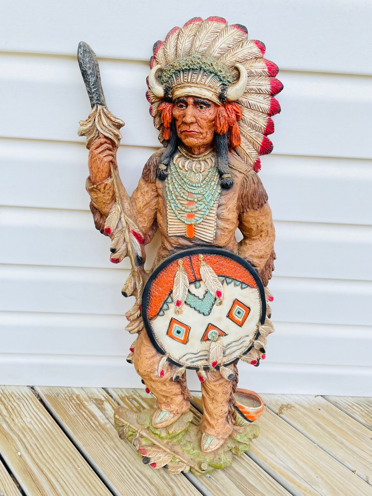 Old Vtg Standing 1975 Native Indian Chief Wall Piece V. Kendrick Chicago USA