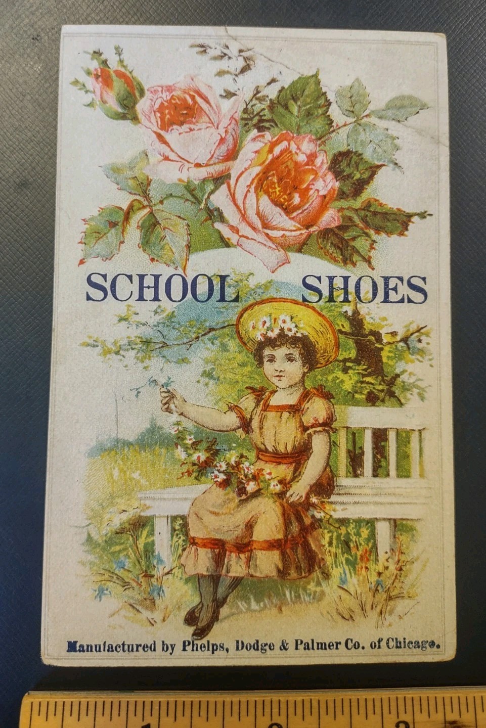 School Shoes Phelps Dodge & Palmer Chicago Shoe Advertising Victorian Trade Card