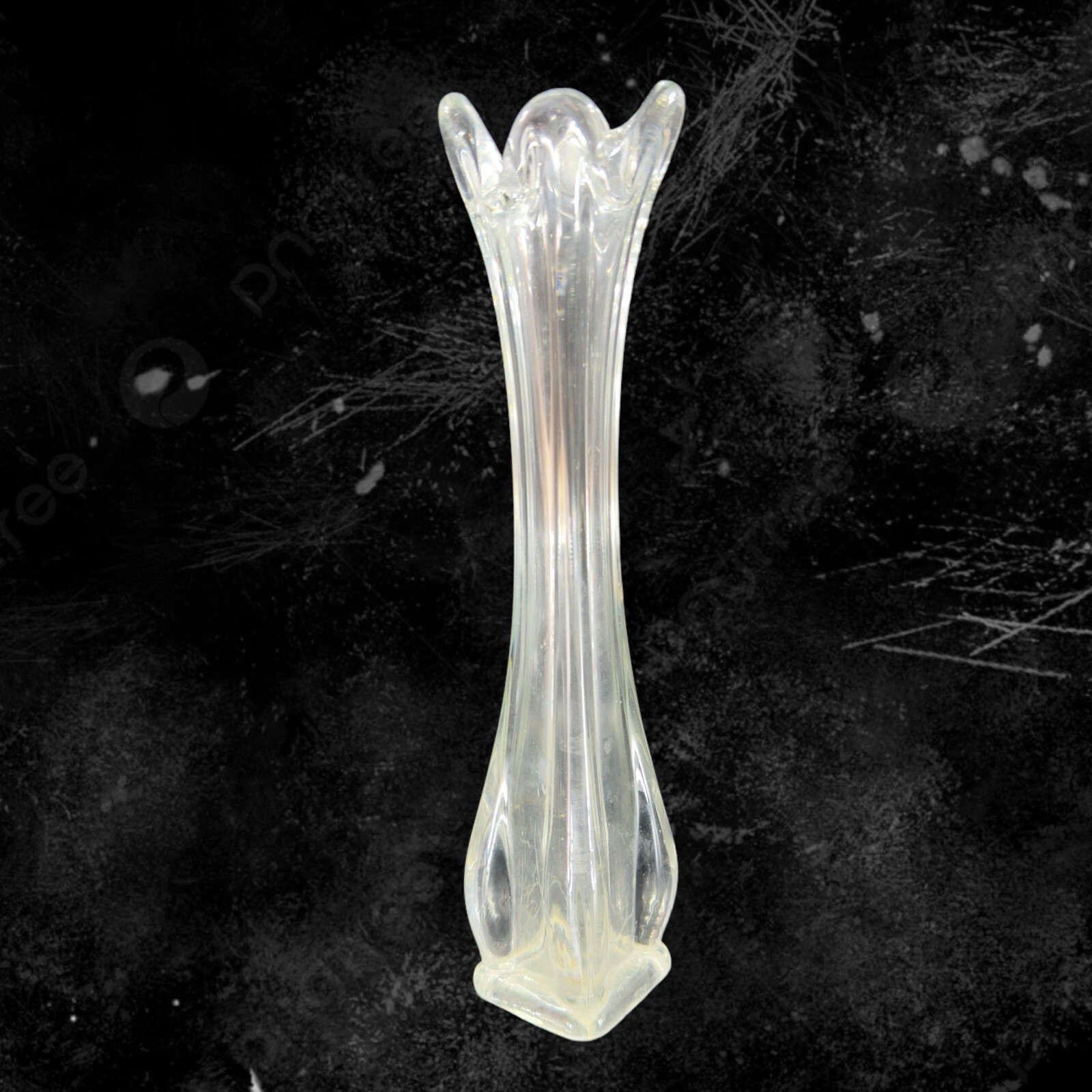 Vintage 1980s Clear Swung Art Glass Vase Tall Glass Decor Abstract Shaped Vase Vintage 1980s Clear Swung Art Glass Vase Tall Glass Decor Abstract Shaped Vase