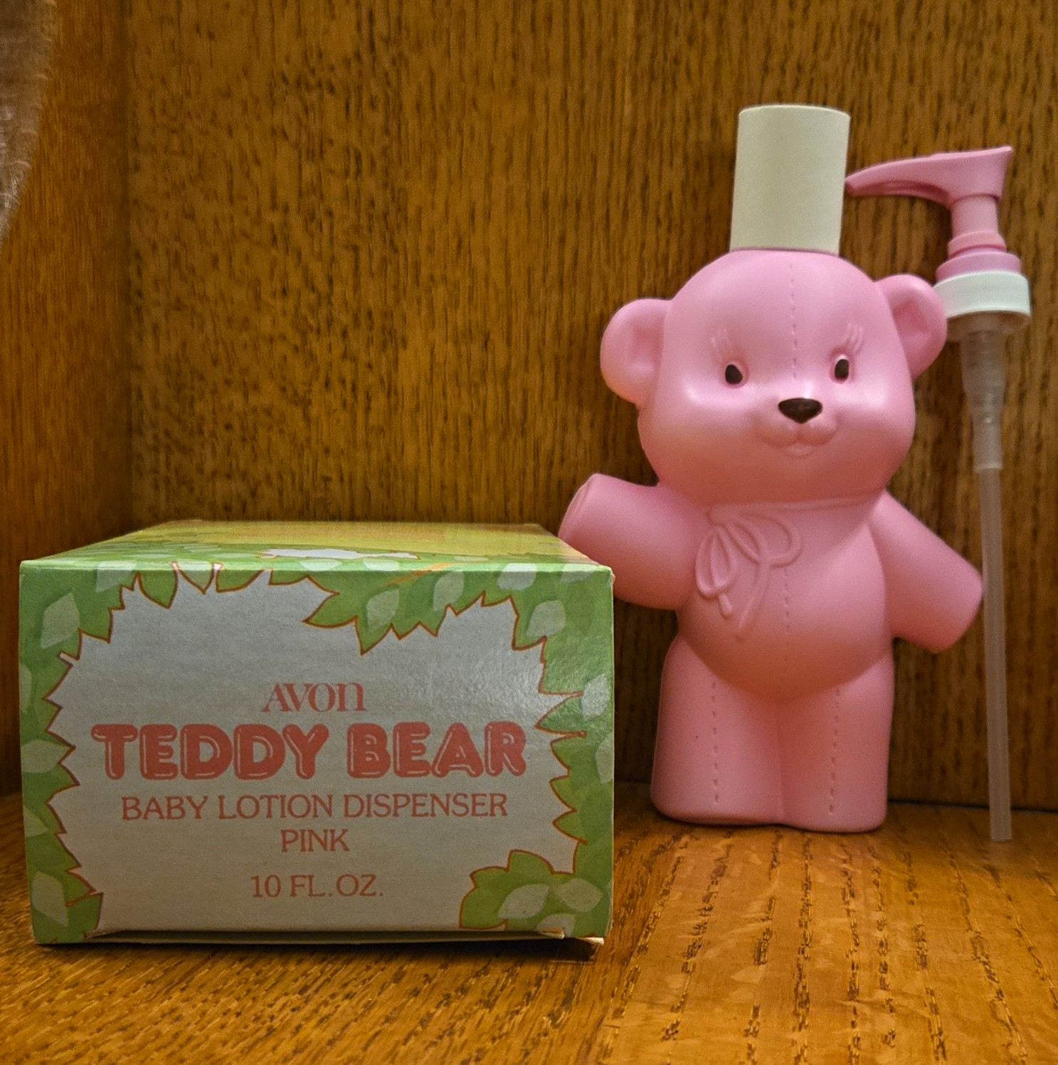 Vintage 1981 Unused Avon Teddy Bear Baby Lotion Dispenser Pink W/box