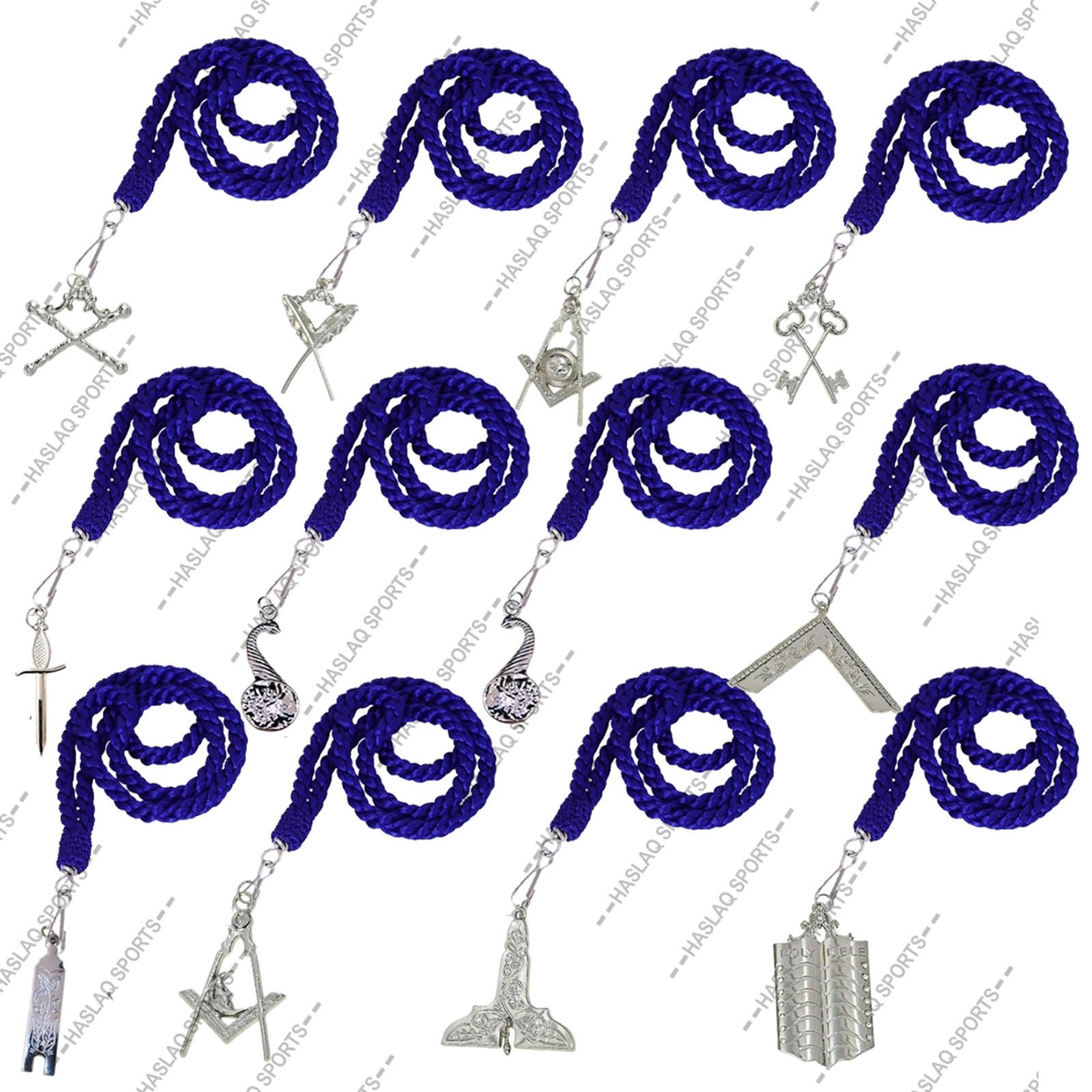 Masonic Blue Lodge - NECK CORD Blue Lot of 12 & CHROME PLATED Jewels 12 - Mason Masonic Blue Lodge - NECK CORD Blue Lot of 12 & CHROME PLATED Jewels 12 - Mason