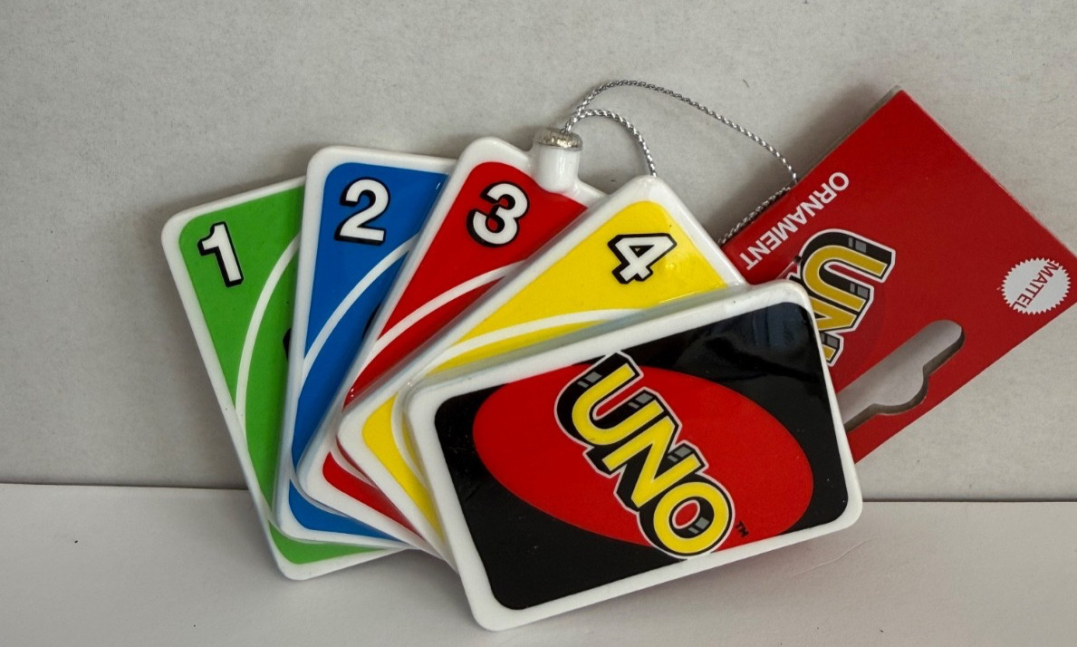 UNO Card Game Christmas Ornament Mattel Ruz 2025 Cards New w/ Tag A27370