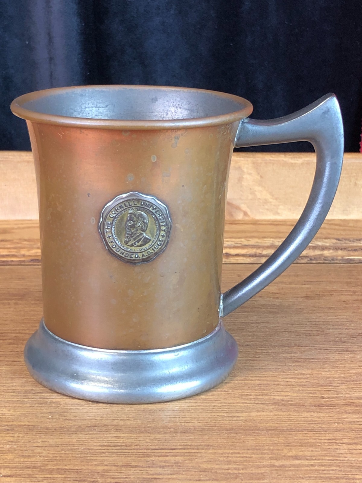 Very Rare Antique CORNELL UNIVERSITY COPPER MUG w/ Motto Circa 1900 Adelphi