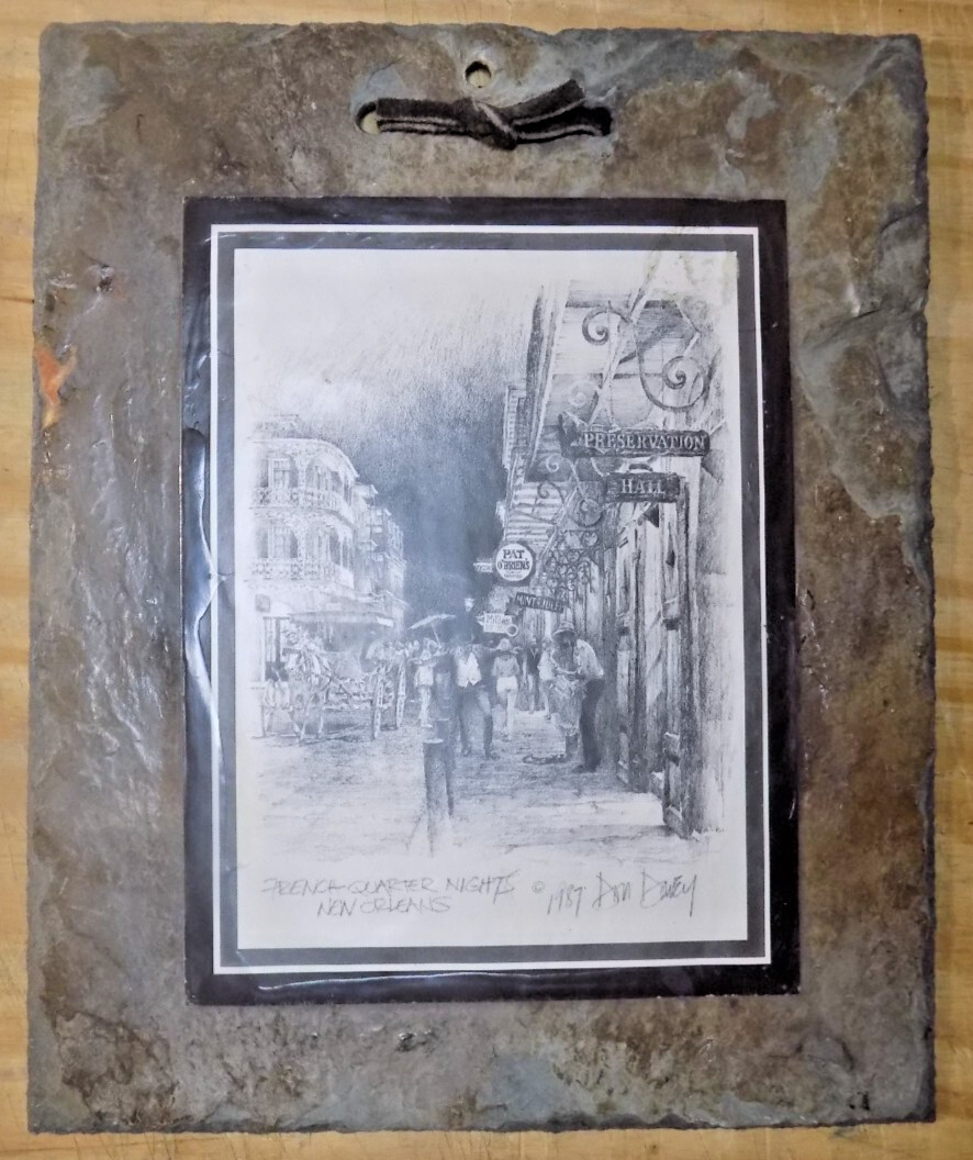 NEW ORLEANS Collectible Hanging SLATE French Quarter 1987 DON DEWEY NEW ORLEANS Collectible Hanging SLATE French Quarter 1987 DON DEWEY