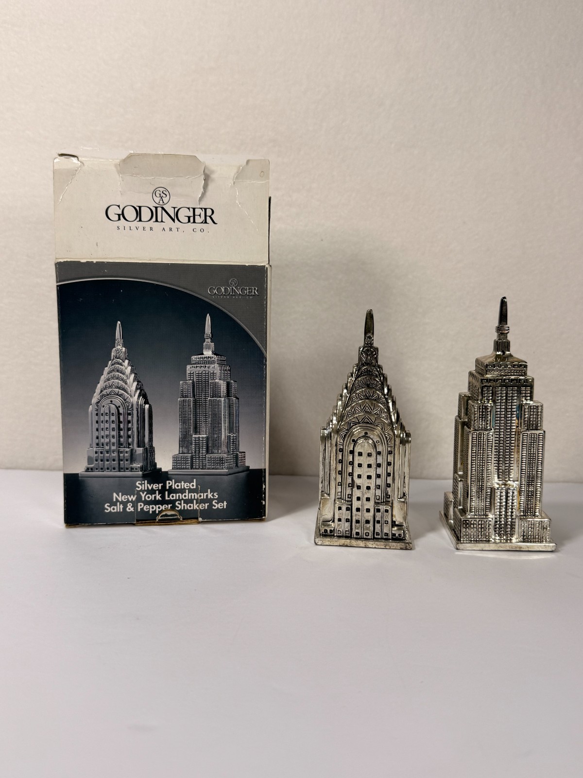 Godinger - Silver Plated New York Landmarks Salt And Pepper Shakers *Free Ship*