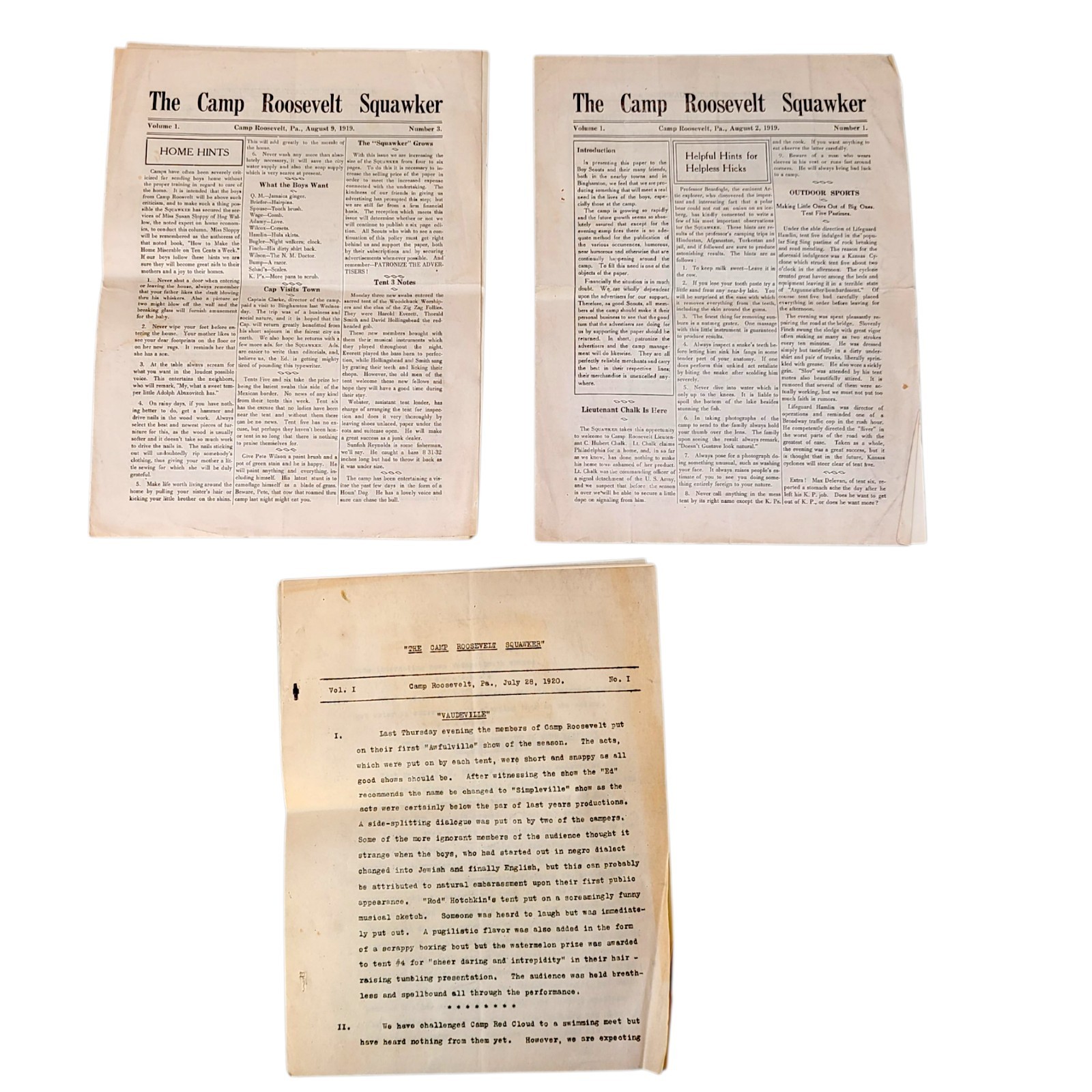1919 Early Boy Scout RARE Binghamton Council CAMP at New Milford PA Baseball Vtg
