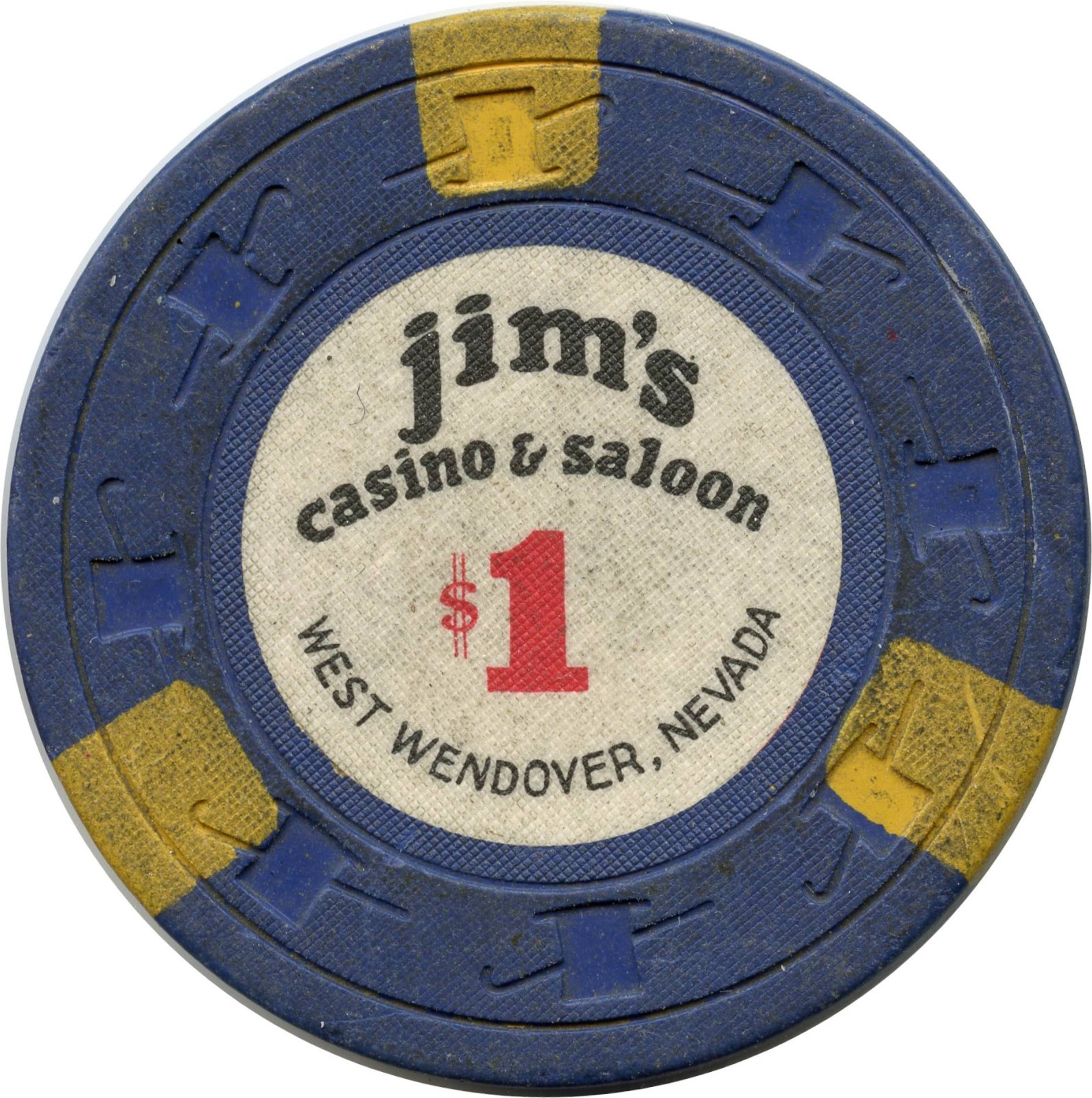 1971-1984 West Wendover, Nevada NV Jim's Casino & Saloon R7 $1 Casino Chip
