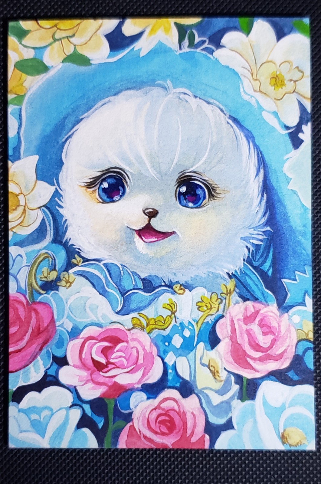 ACEO OOAK ORIGINAL 1/1 HAND-DRAWN SKETCH Cute White Puppy, Signed By Artist