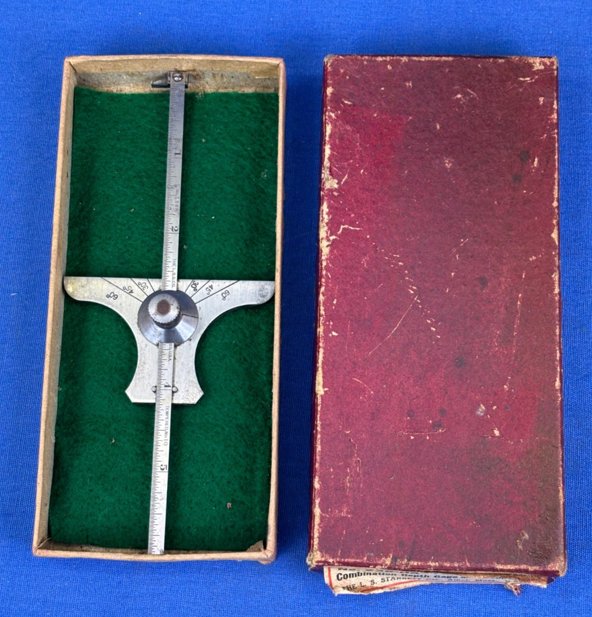 Vintage Starrett No. 236-HA Combination Depth Gage & Hook Rule w/ Box