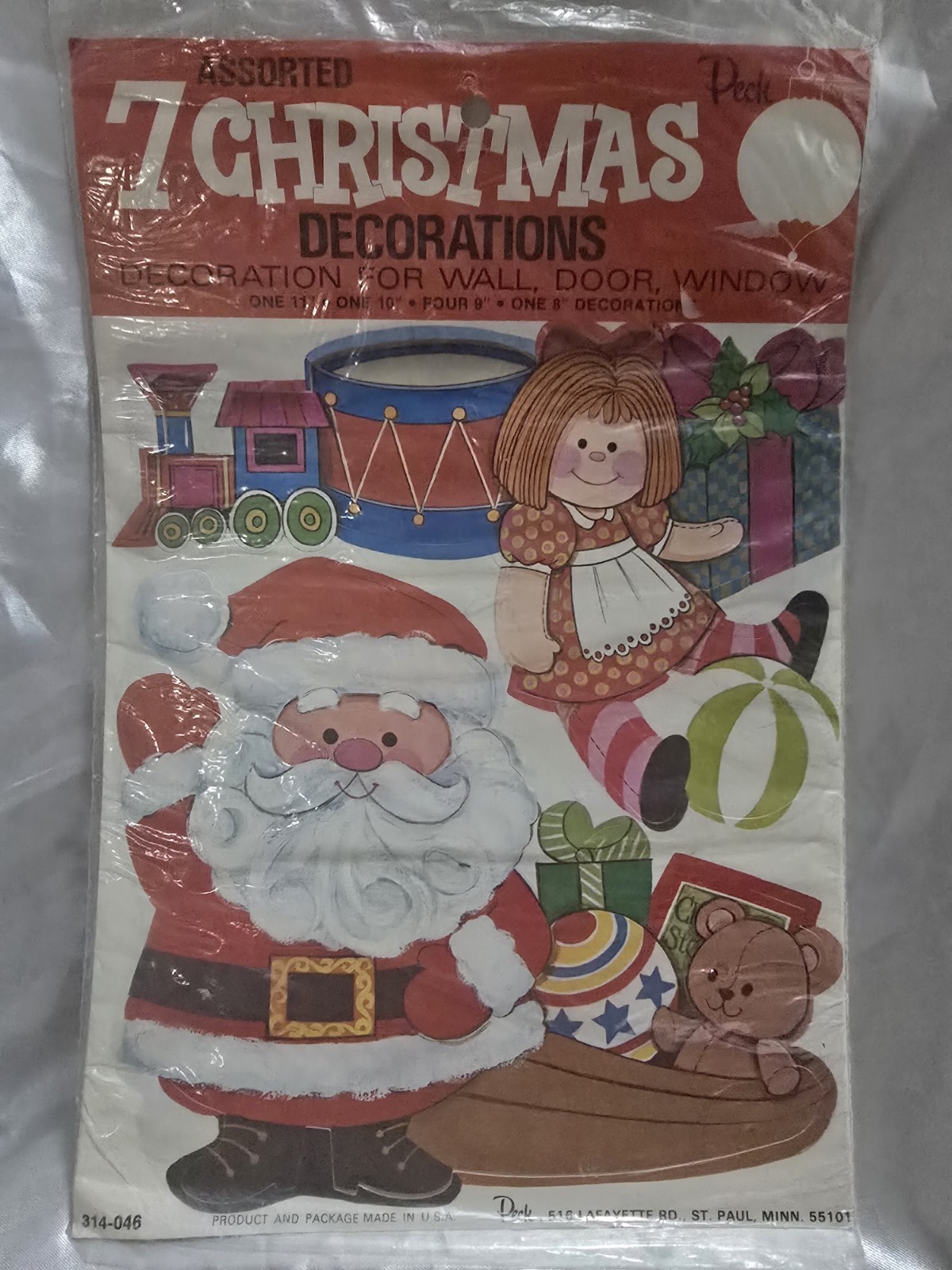 Vintage 1970s PECK 7 Christmas Die Cut Decor Santa Carolers Kitsch NOS