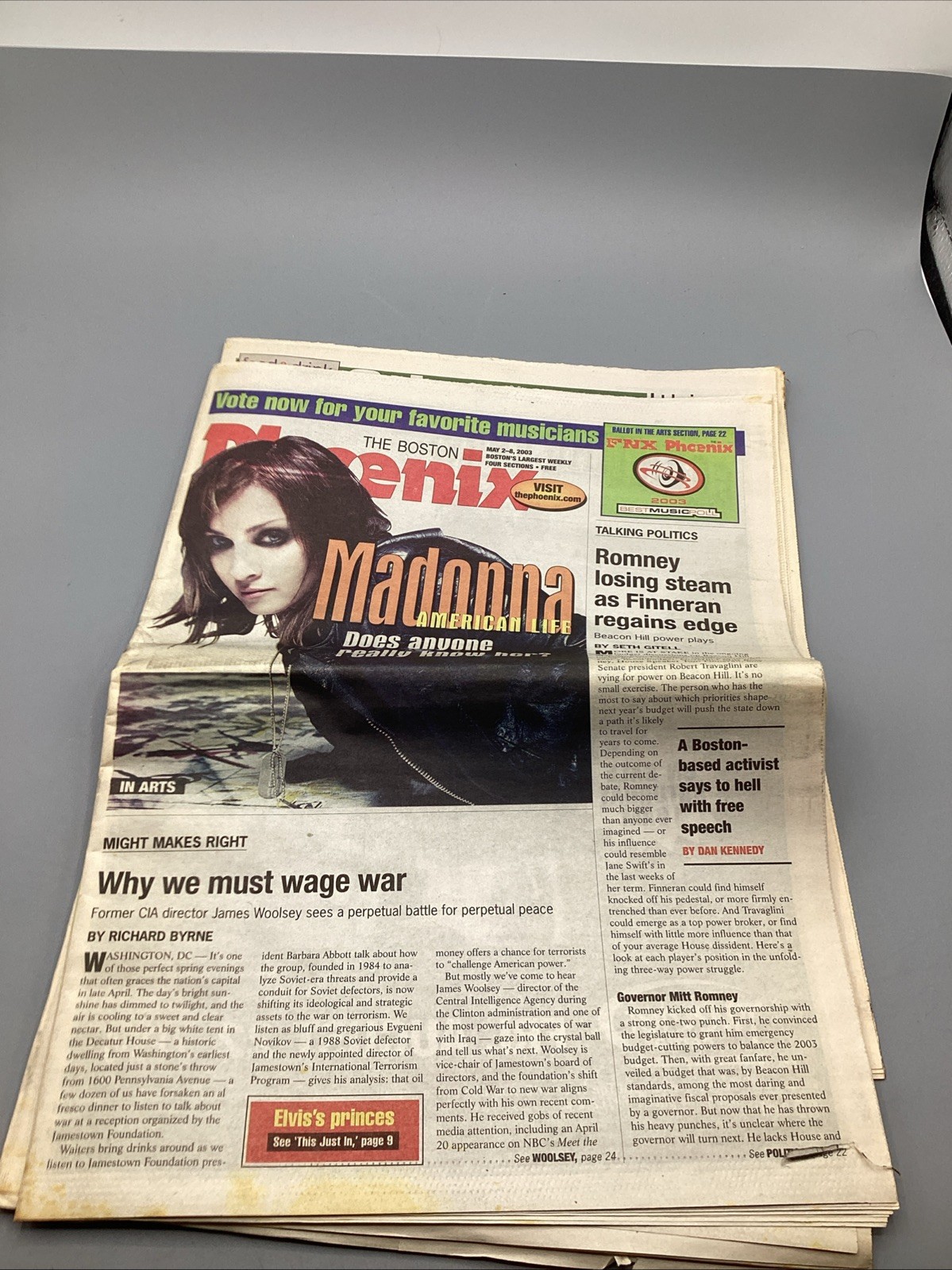 May 2-8 2003 The Boston Phoenix Madonna Cover Full Paper  *RARE*