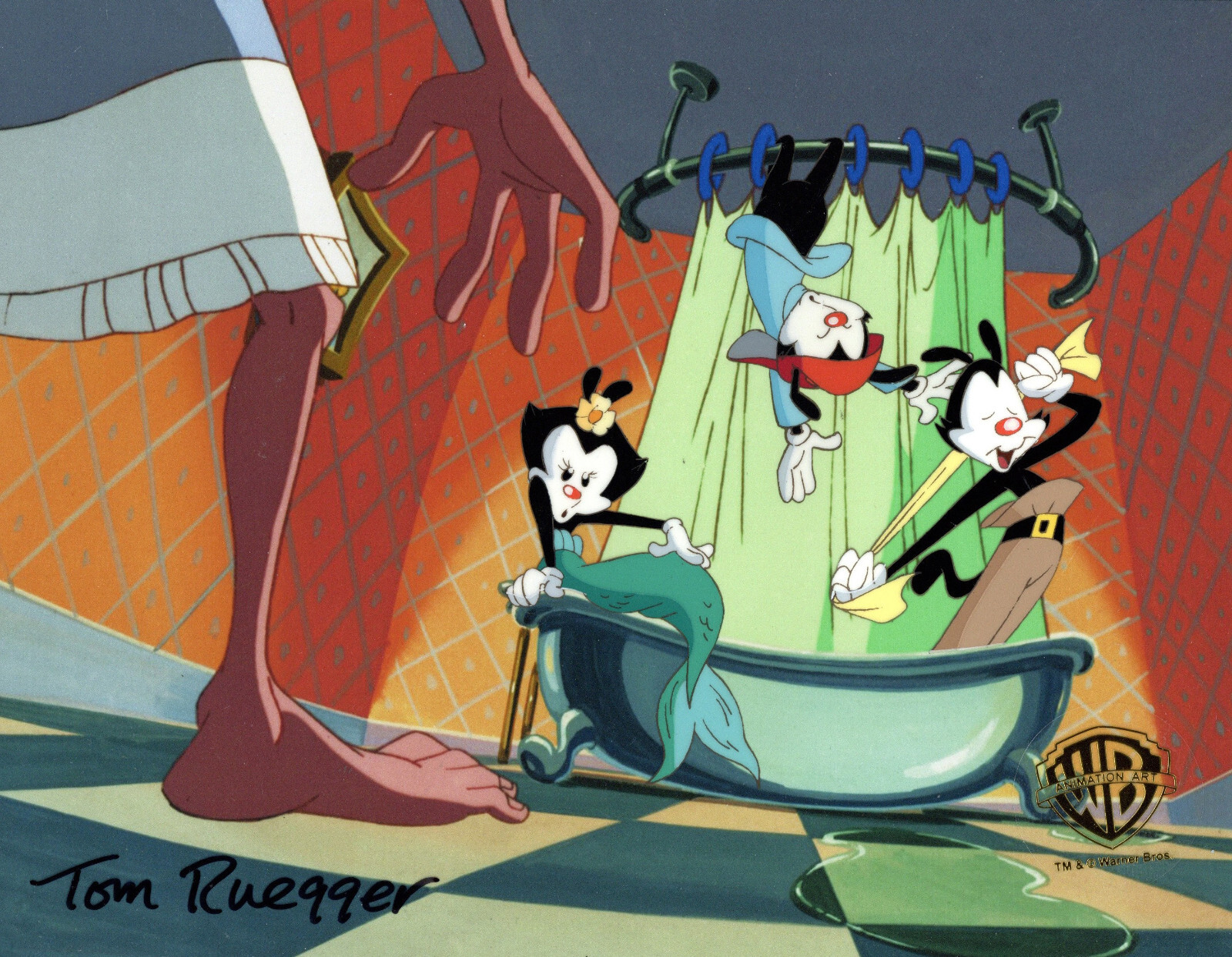 Animaniacs-Yakko,Wakko,Dot-Original Prod Cel-The Monkey Song-Signed T. Ruegger