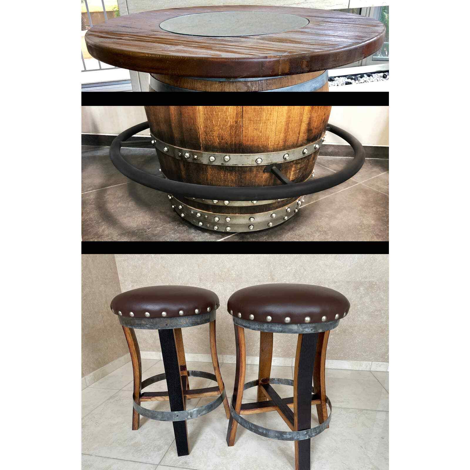 DIY Wine-Whiskey Bistro Kit (Barrel Not Included)(Bar Stool-Barrel Table Top)
