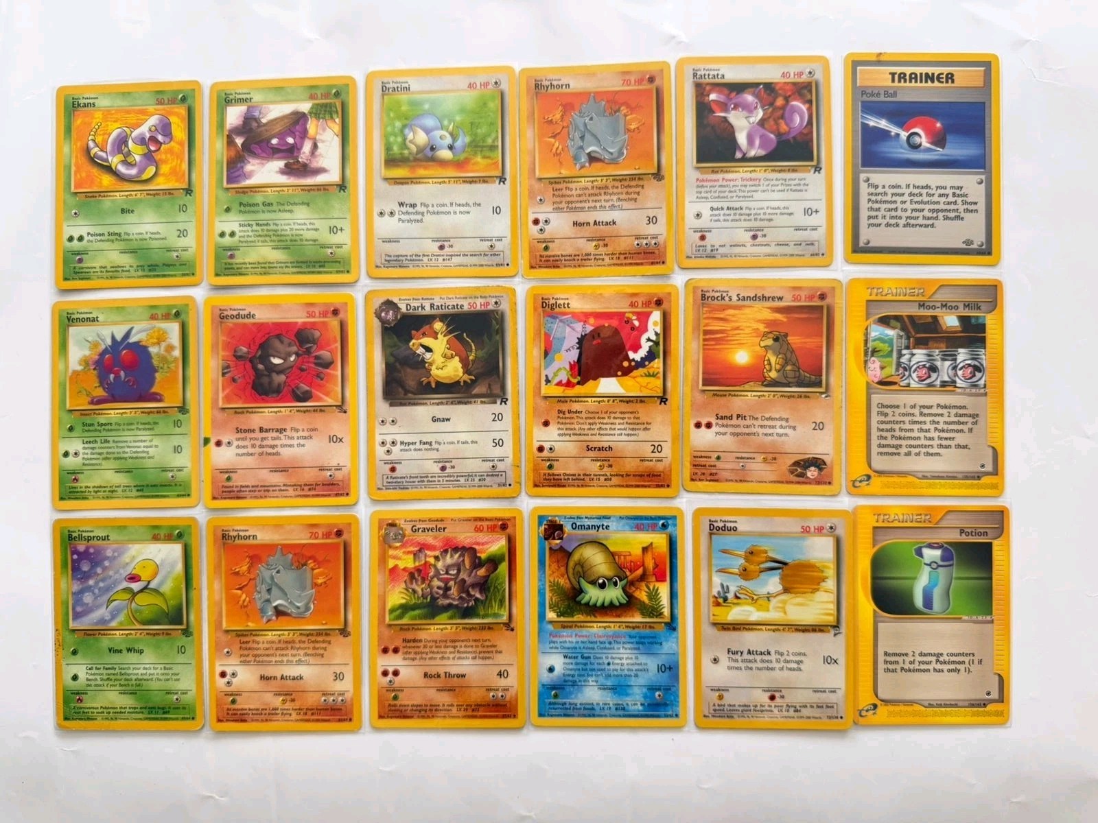 Pokemon Card Bundle x18 WOTC Cards Base Jungle Fossil Base 2 Team Rocket Inc