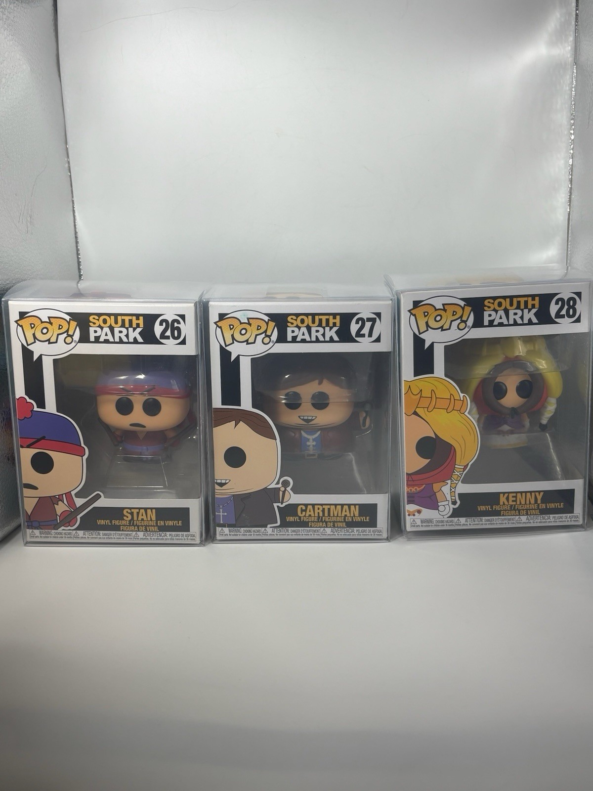 Funko Pop Vinyl: South Park - Kenny #28, Cartman #27, Stan #26 - Box Wear Funko Pop Vinyl: South Park - Kenny #28, Cartman #27, Stan #26 - Box Wear