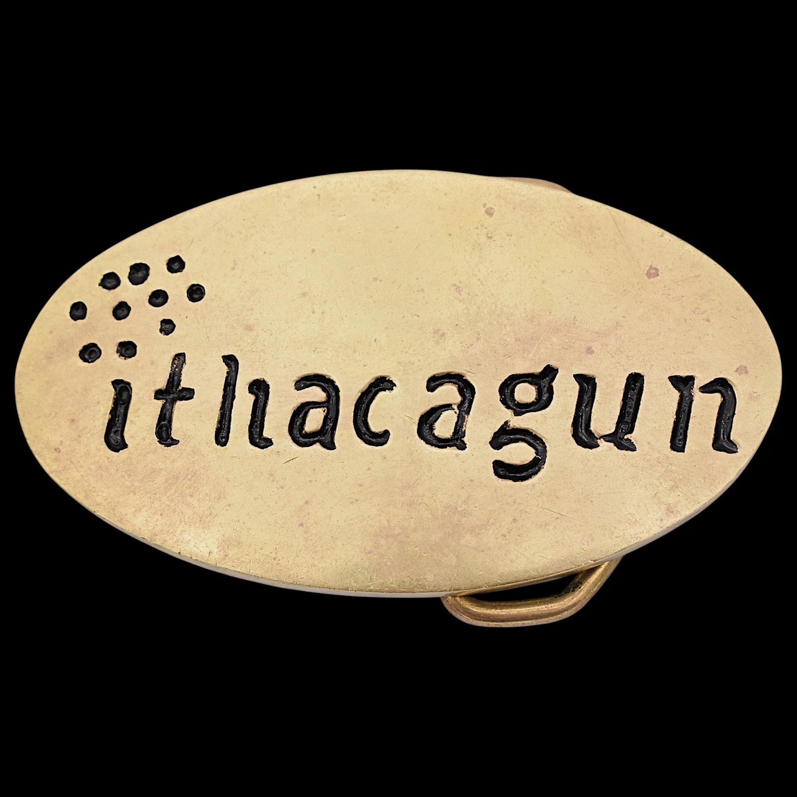 Ithaca Gun Solid Brass Vintage Belt Buckle by BBB Baron Buckles [ca. 1970s]
