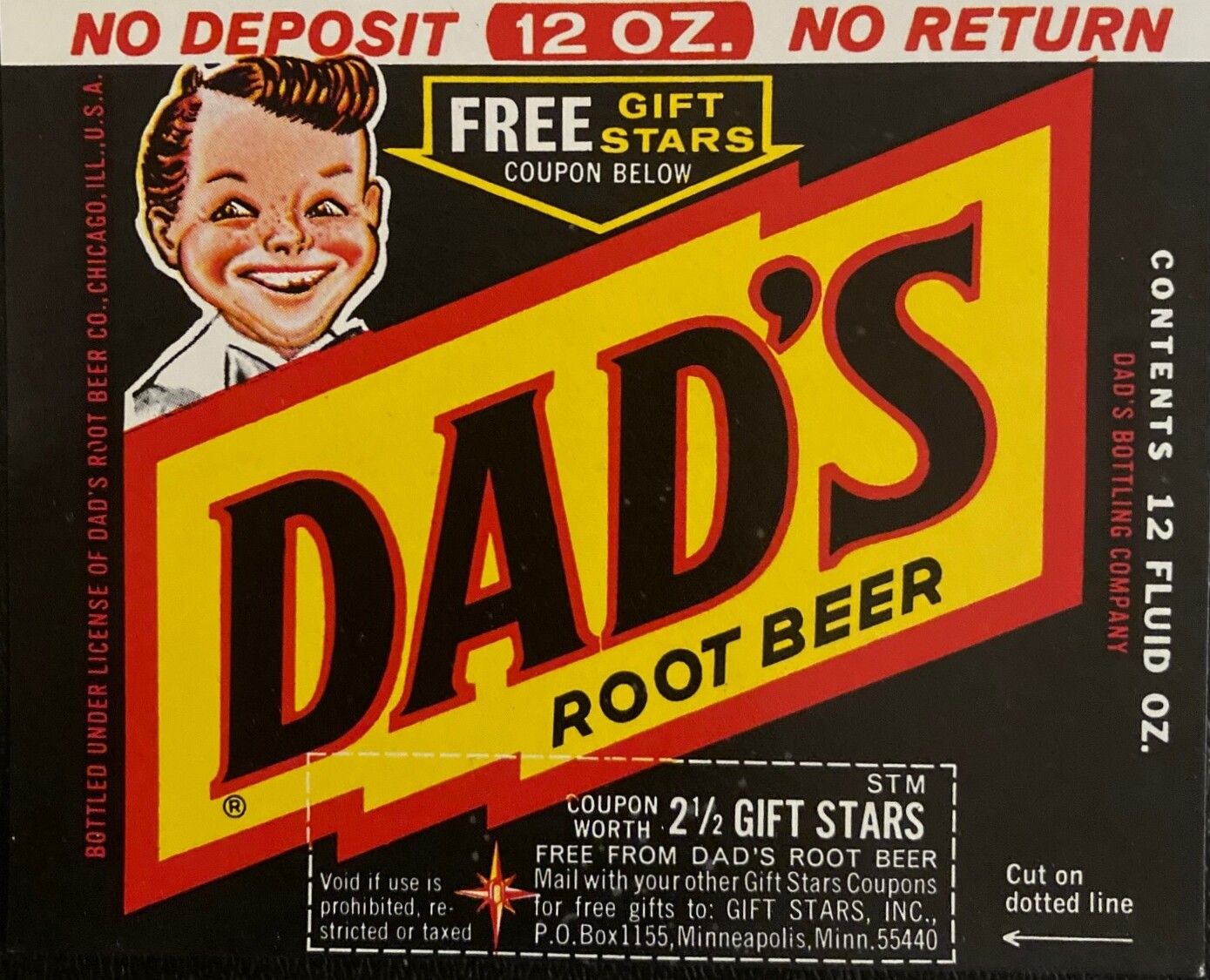 1970\'s Lot of 12 DAD\'s Root Beer Labels Near Mint+3 Extra Label\'s-NEW OLD STOCK