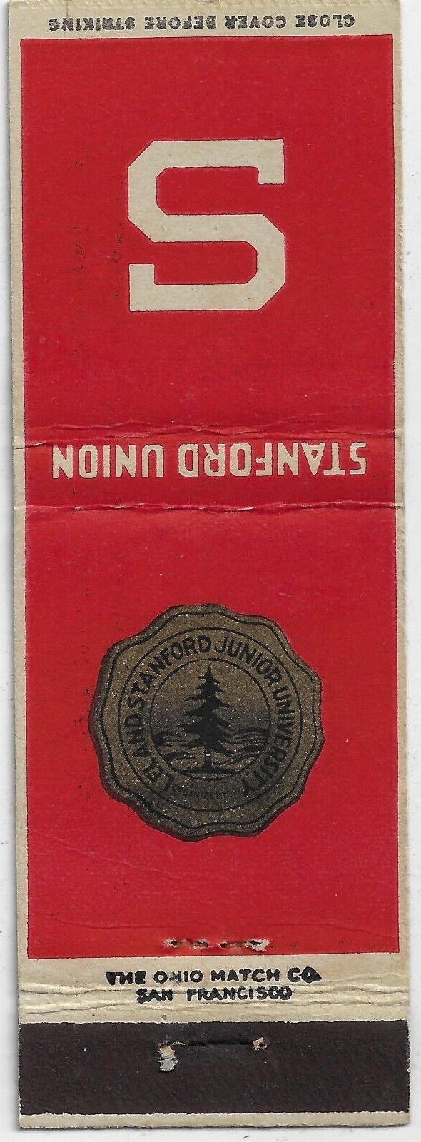 Matchbook Cover Leland Stanford Junior University Union Manumark Unknown .