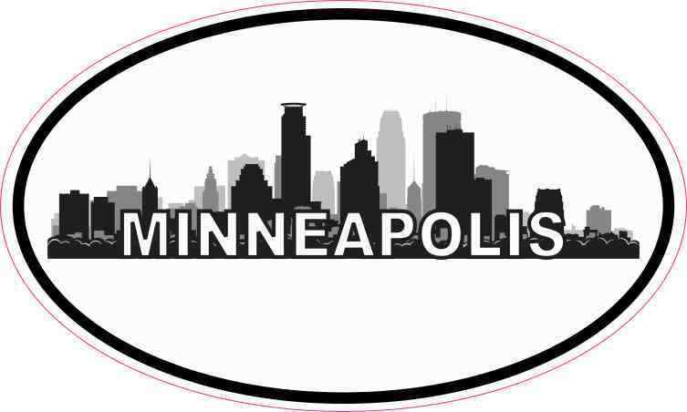 5x3 Oval Minneapolis Skyline Sticker Tumbler Cup Luggage Car Window Bumper Decal