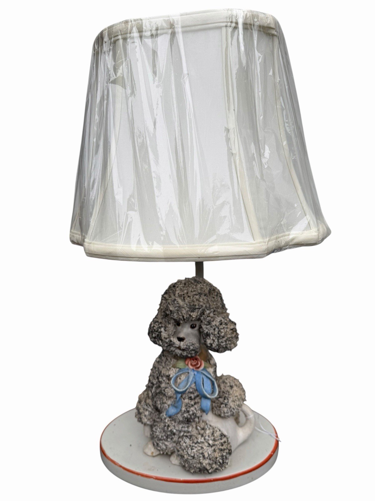 Original Vintage 1950s Poodle Table Lamp Textured