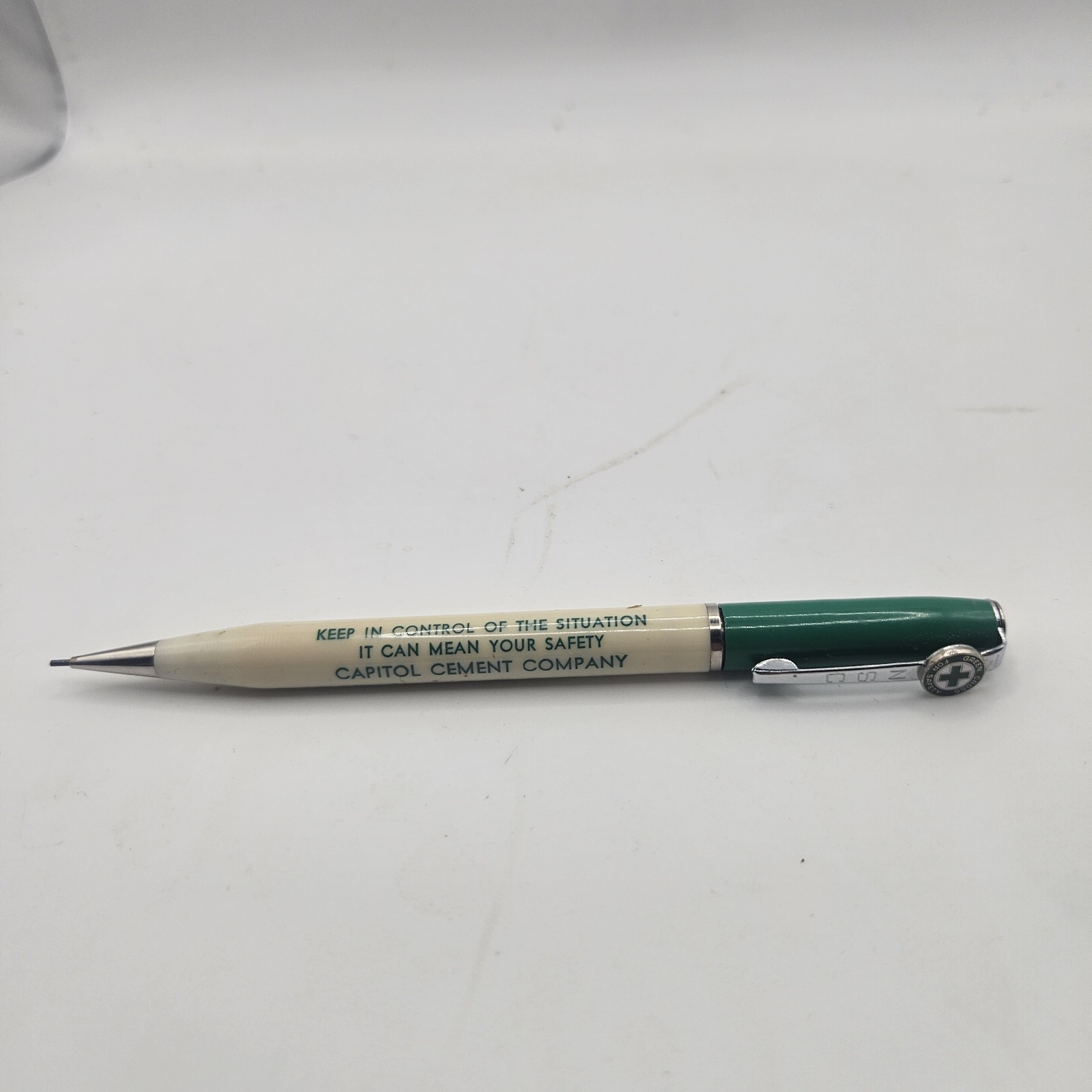 Vintage NSC Mechanical Pencil Advertising  Green Cross  Capitol Cement Company 
