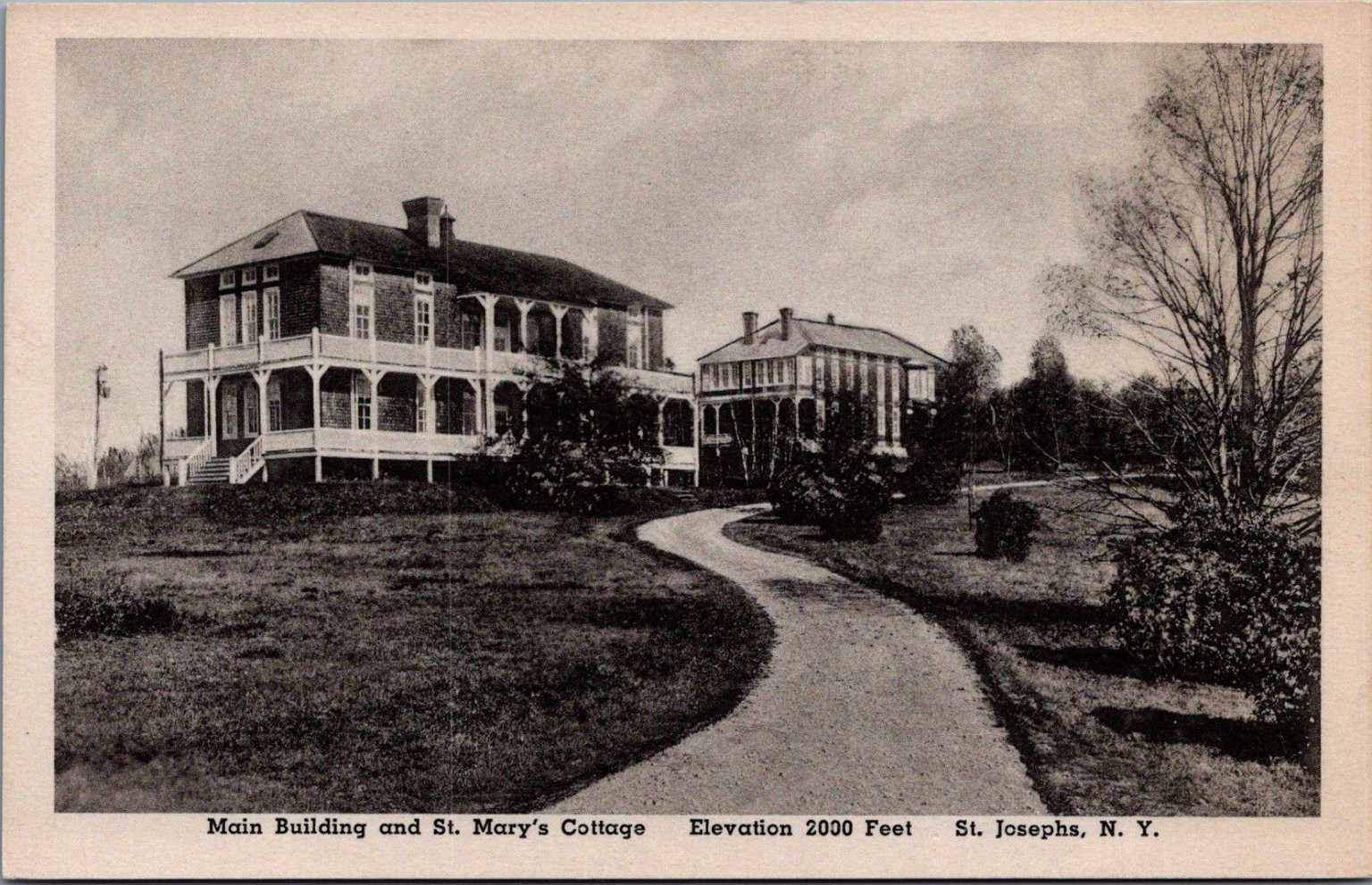St. Josephs, NY Main Building & St. Mary\'s Cottage RPPC Postcard c1910s