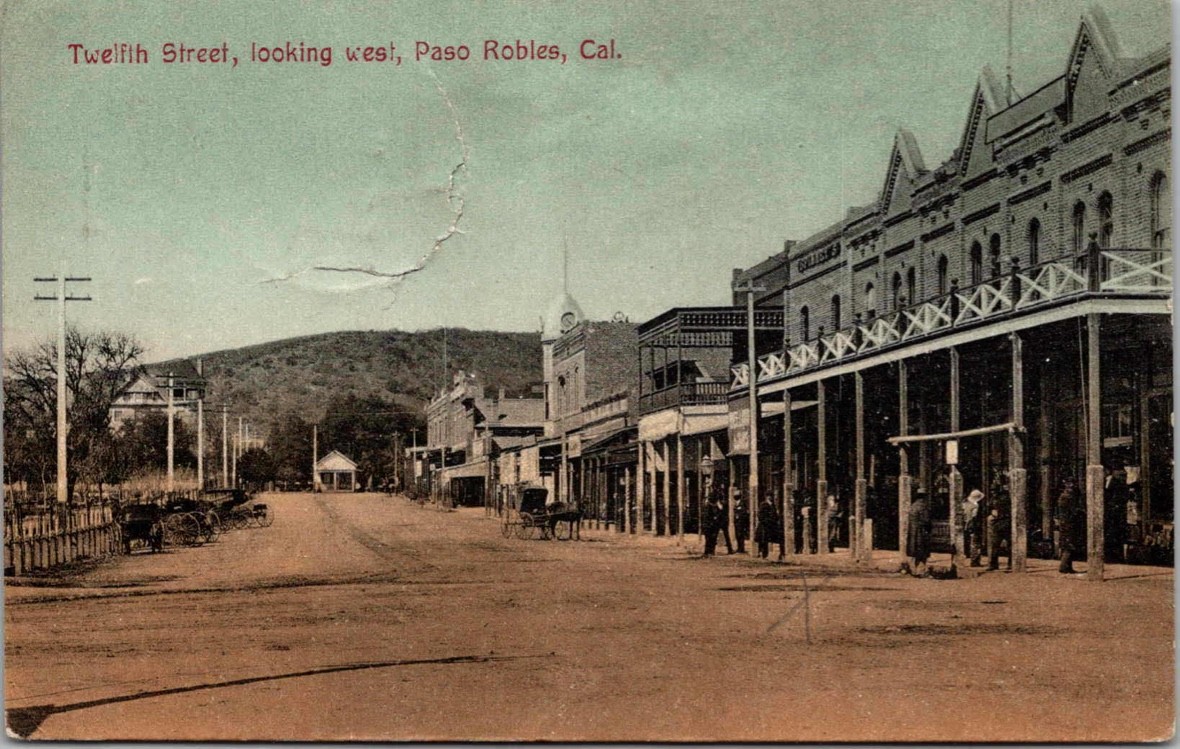 c1908 Twelfth Street Looking West Paso Robles California CA Arnold Postcard c1908 Twelfth Street Looking West Paso Robles California CA Arnold Postcard