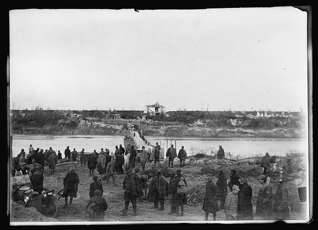 Photo:Piave River Italy 1918 Pontoon Bridge Red Cross Car WWI