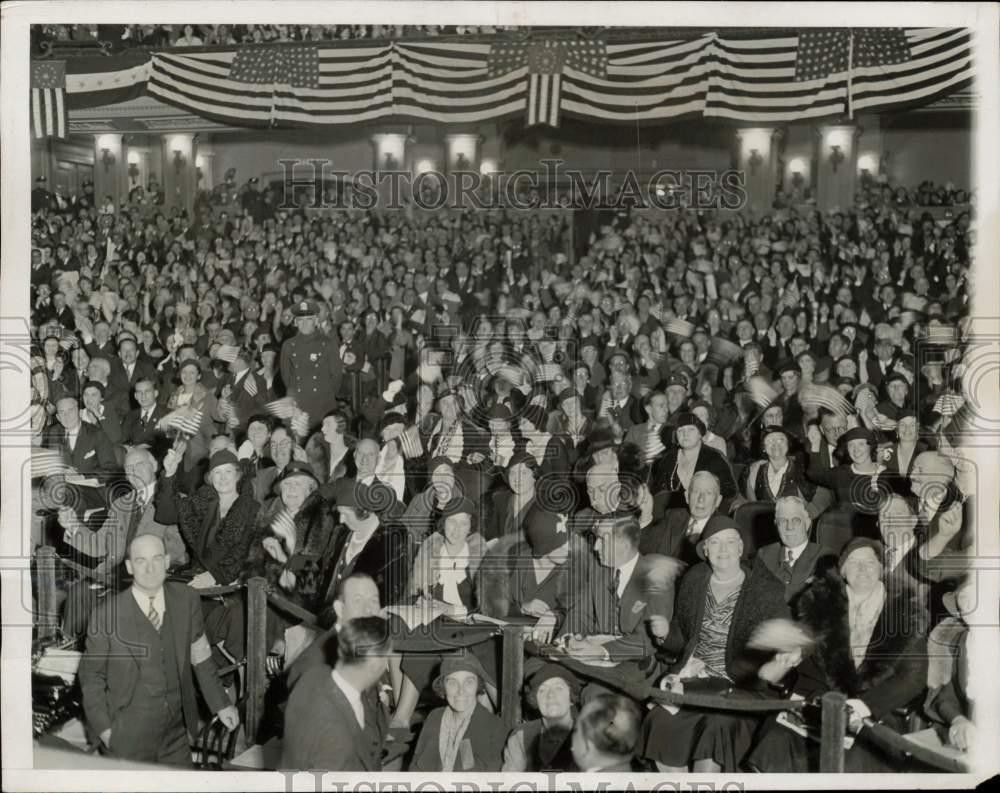 1932 Press Photo Crowd attending a Democratic Rally in New York - neny28407 1932 Press Photo Crowd attending a Democratic Rally in New York - neny28407