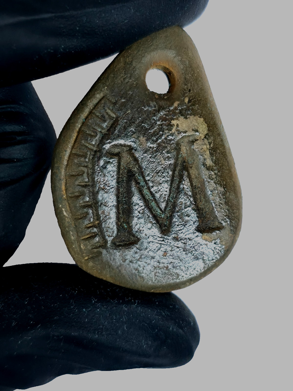 50 AD Ancient Carved Engraved Gemstone Pendant Medallion Amulet initial letter M