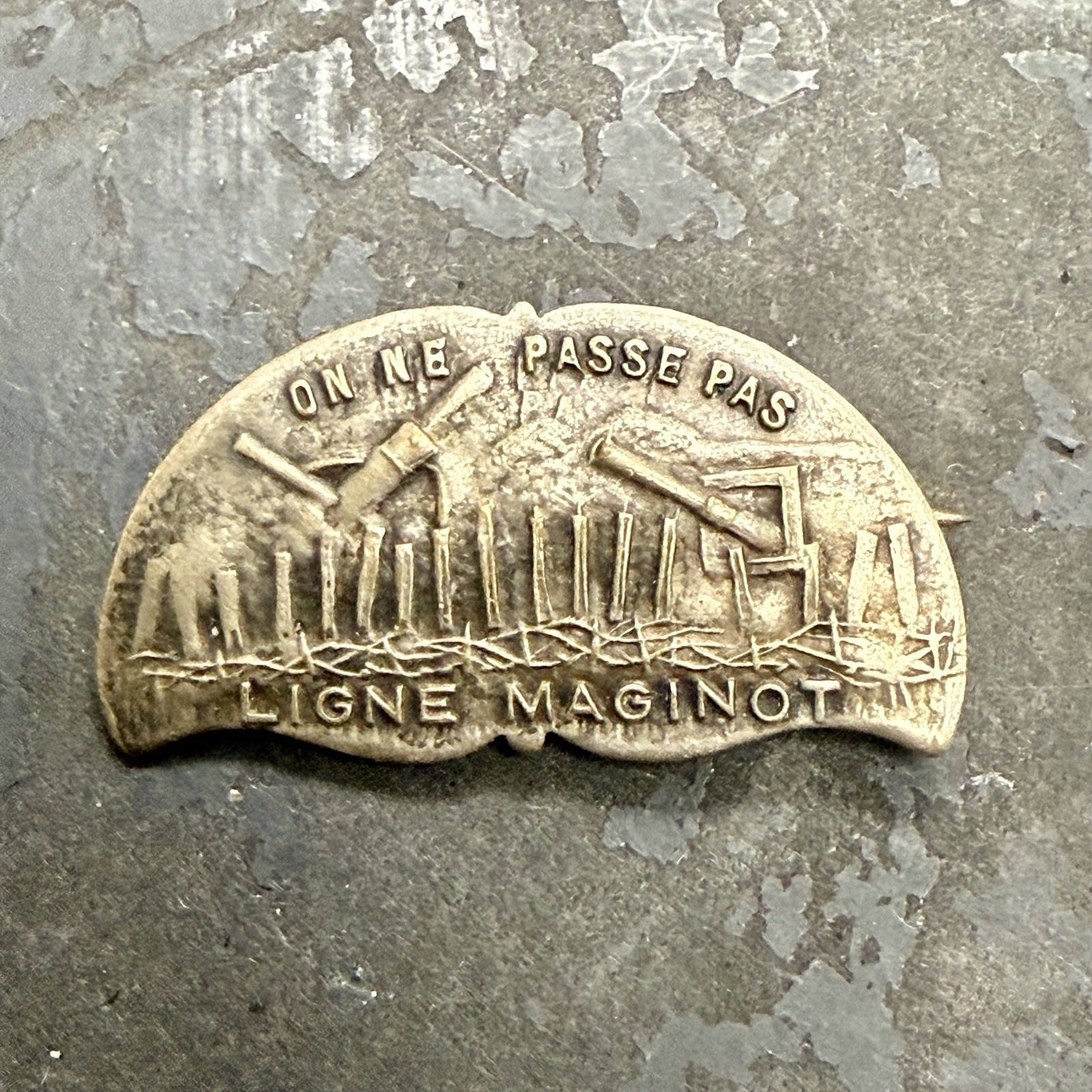 Pre WWII French They Shall Not Pass Maginot Line Badge Pin Original
