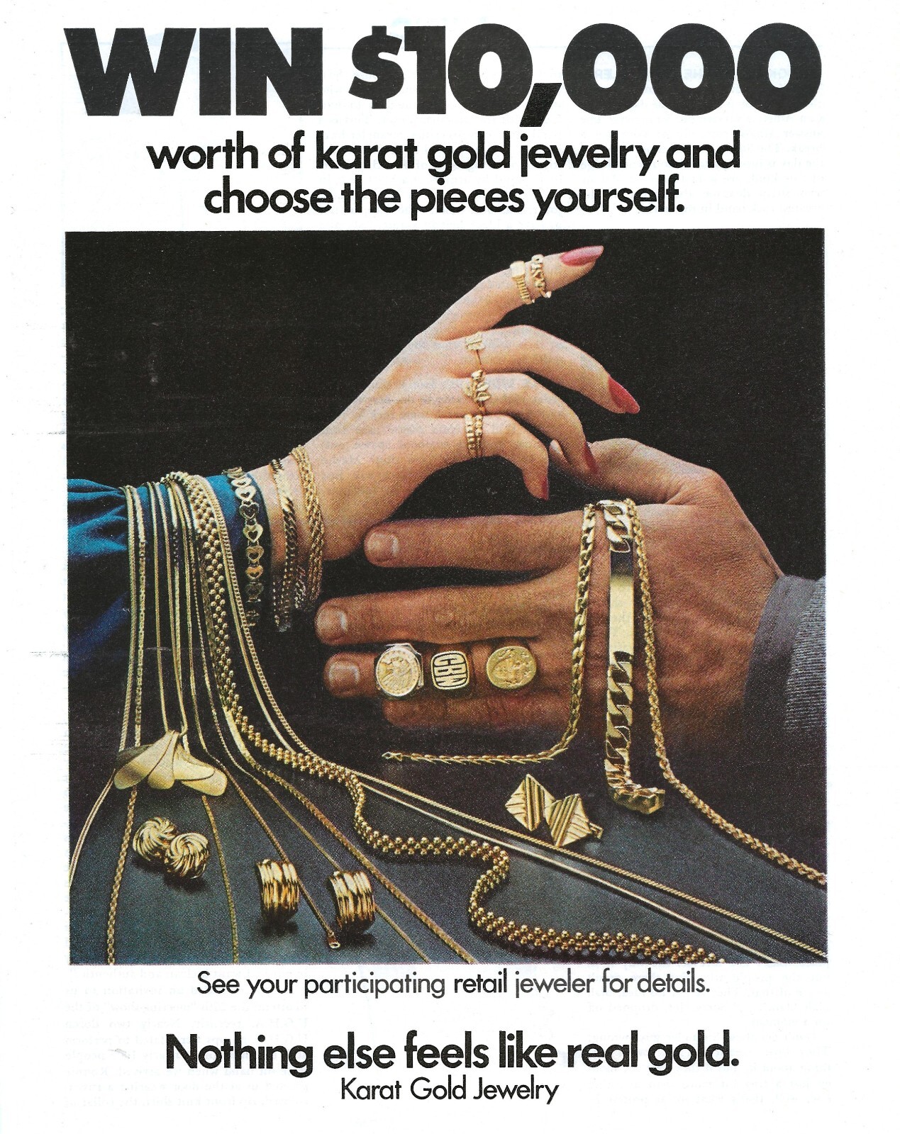 Vintage Print Ad Karat Gold Jewelry - Win $10,000 Worth Of Gold Jewelry Nov 1980
