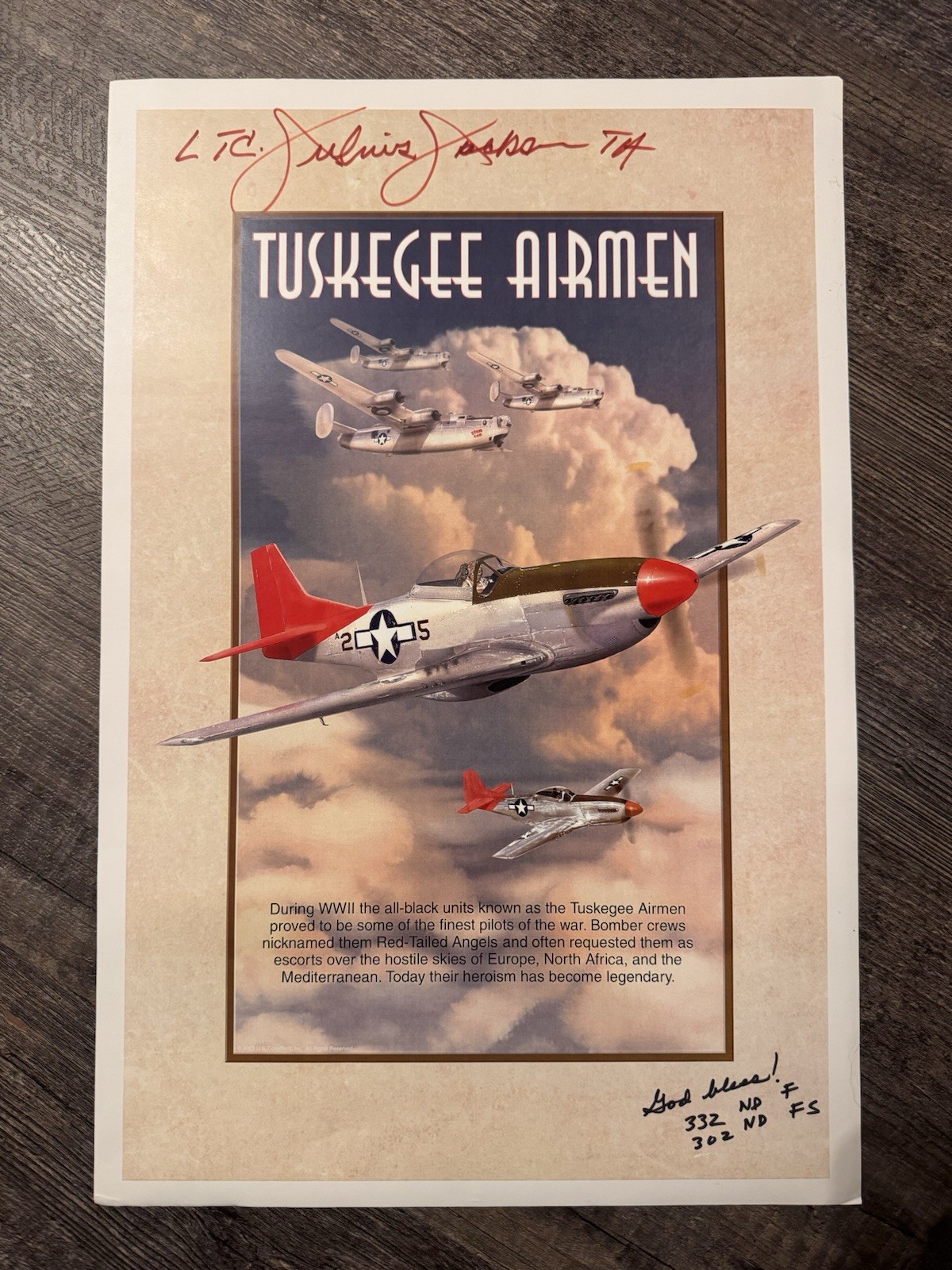 Tuskegee Airmen autograph LTC Julius Jackson Grissom . Air Museum Limited Print Tuskegee Airmen autograph LTC Julius Jackson Grissom . Air Museum Limited Print