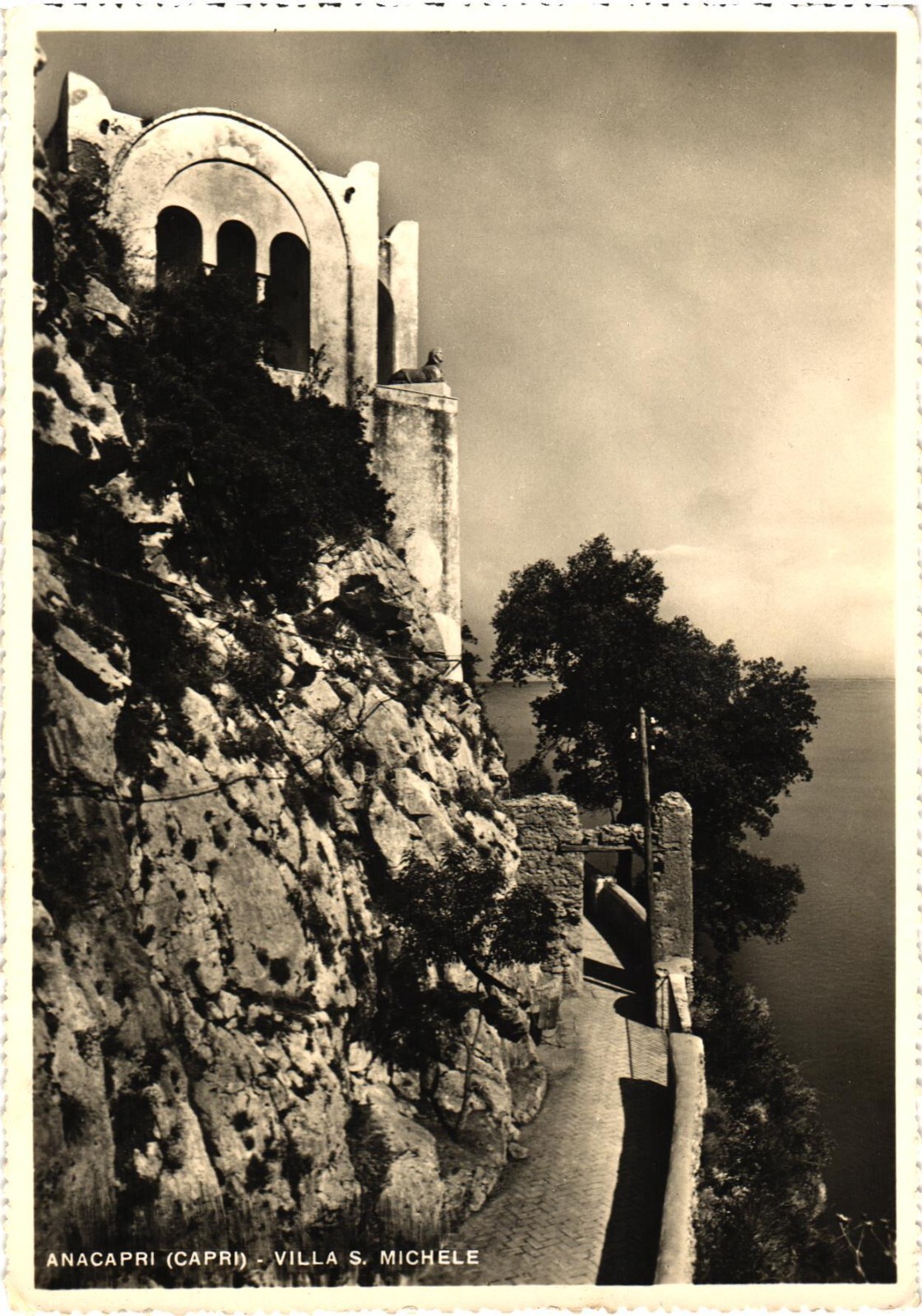 Anacapri Italy Villa San Michele Cliffside View RPPC Real Photo Postcard Unused