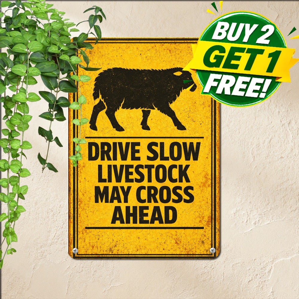 Caution Cow Crossing Warning Sign Frameless Rural Farm Road Metal Plaque 8x12