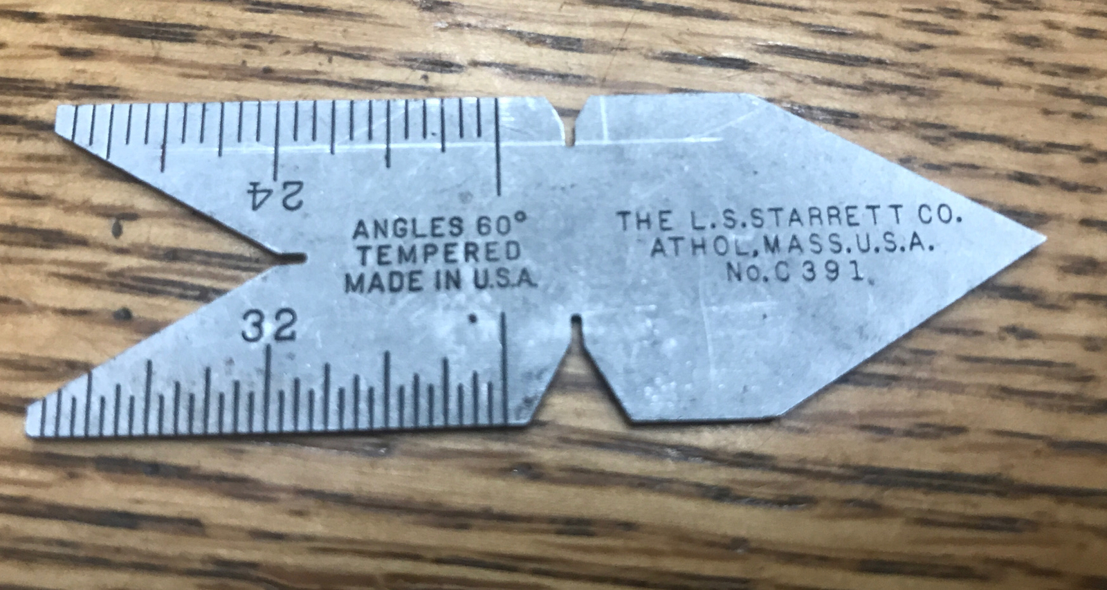 Vintage Starrett No. C391 Machinist Tempered Center Gage (736)