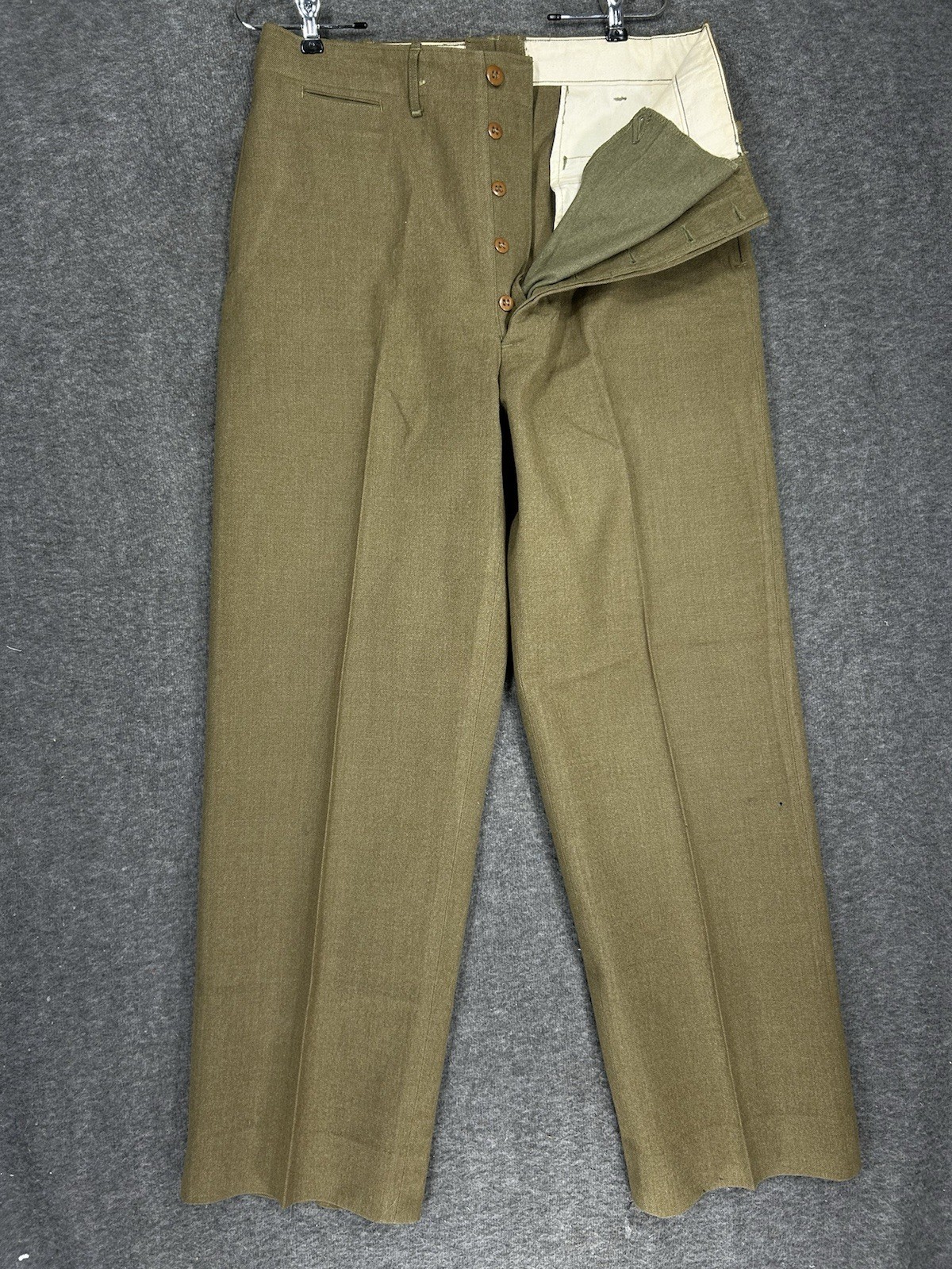 Vintage US Army M1937 Wool Trousers Pants Mens 33x33 (fits 32x31.5) OD WW2 40s
